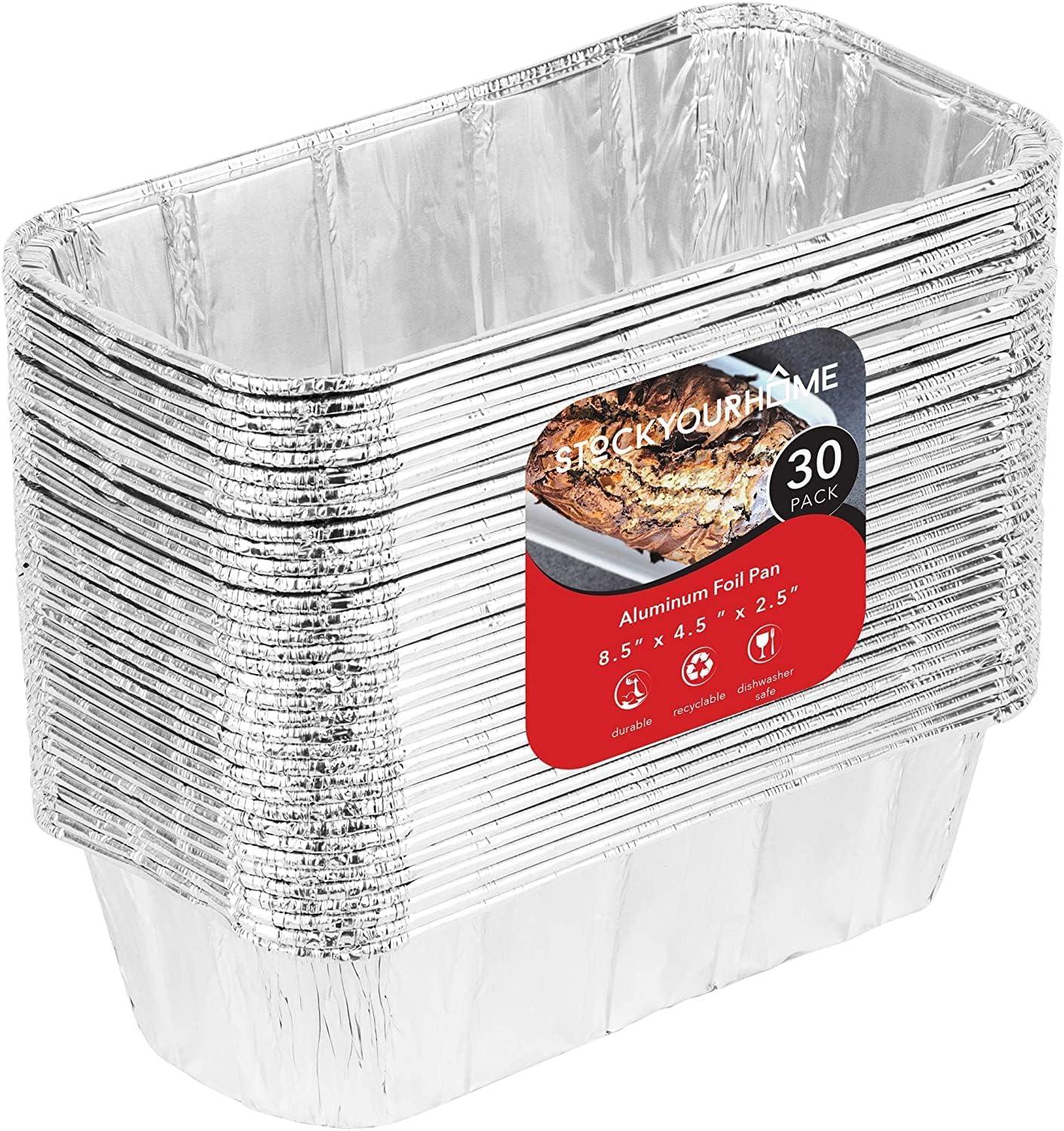 Rectangular Aluminum 2 lb Oven-Safe Loaf Pans, 30 Pack