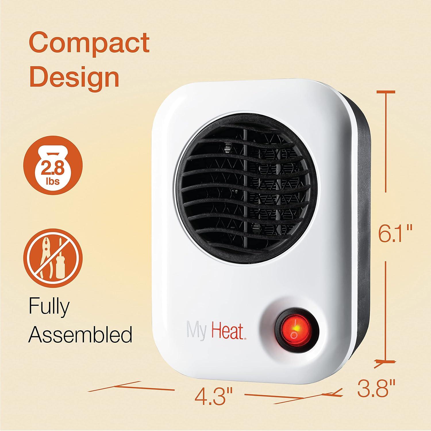 Lasko 6" 200W MyHeat Personal Tabletop Space Heater with Simple Controls, White, 101, New