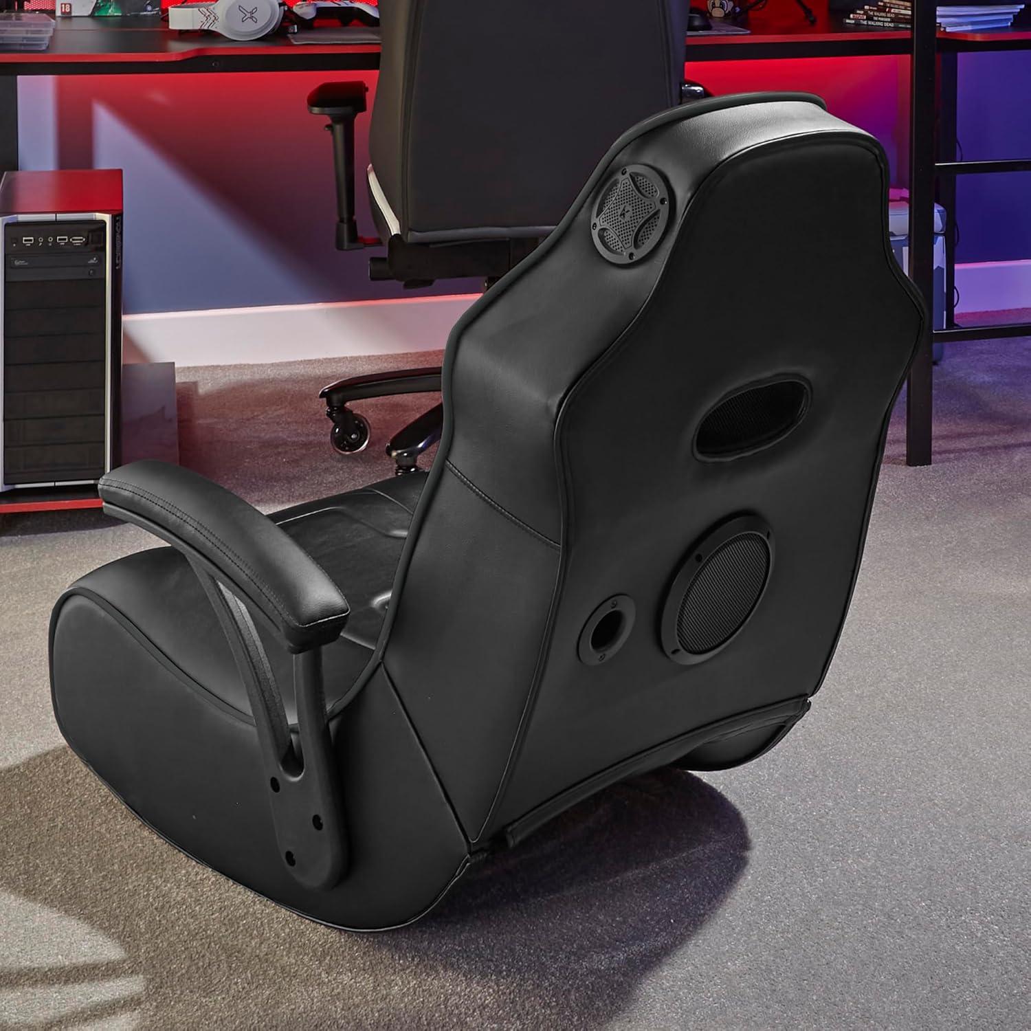 Black Faux Leather Gaming Chair with Built-in Audio