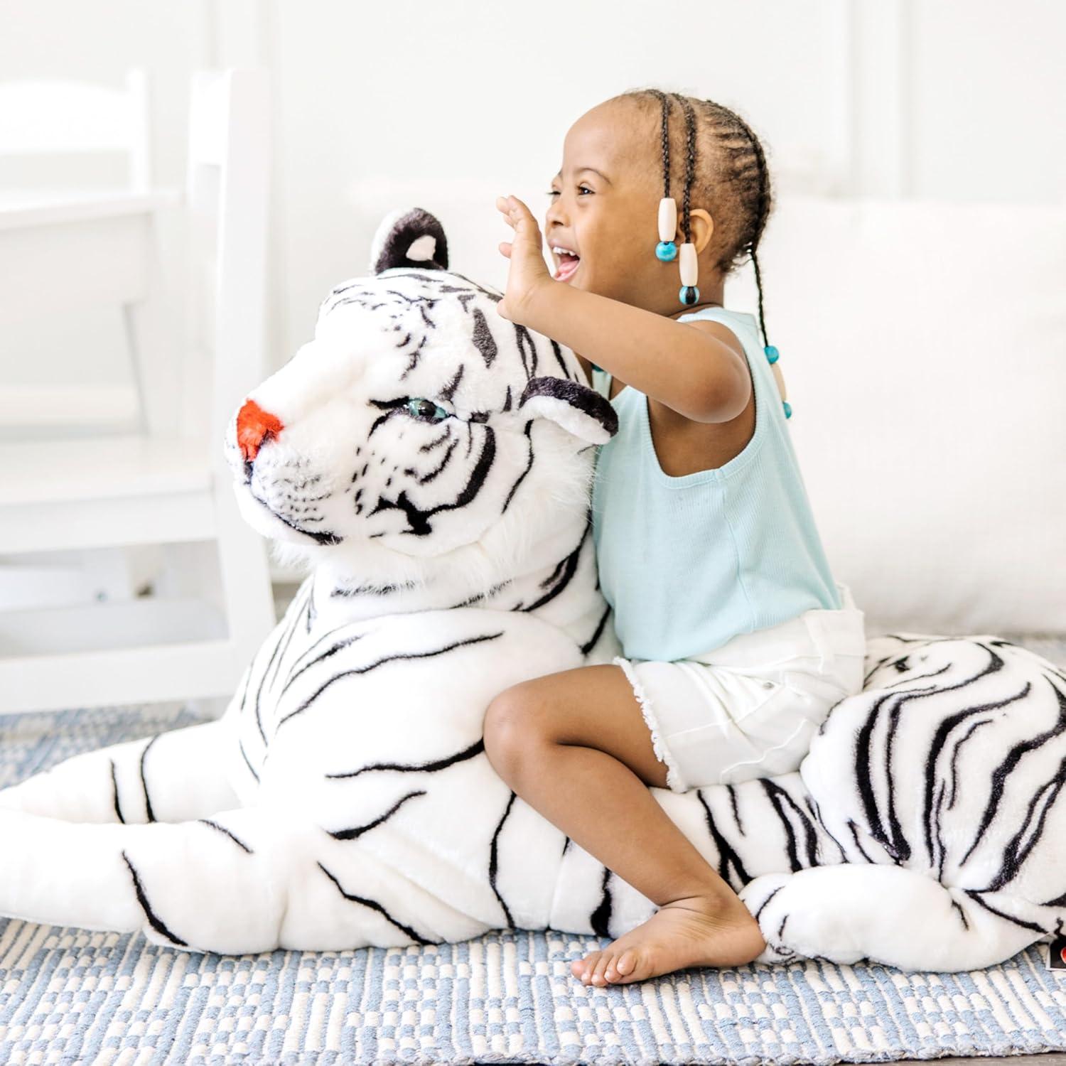 Melissa & Doug Giant Siberian White Tiger - Lifelike Stuffed Animal (over 5 feet long)