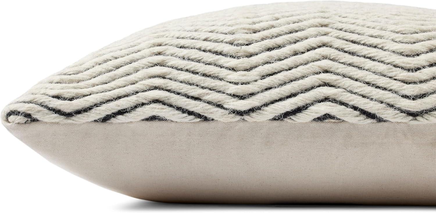 Ivory Chevron Wool Cotton Polyester 22'' Throw Pillow