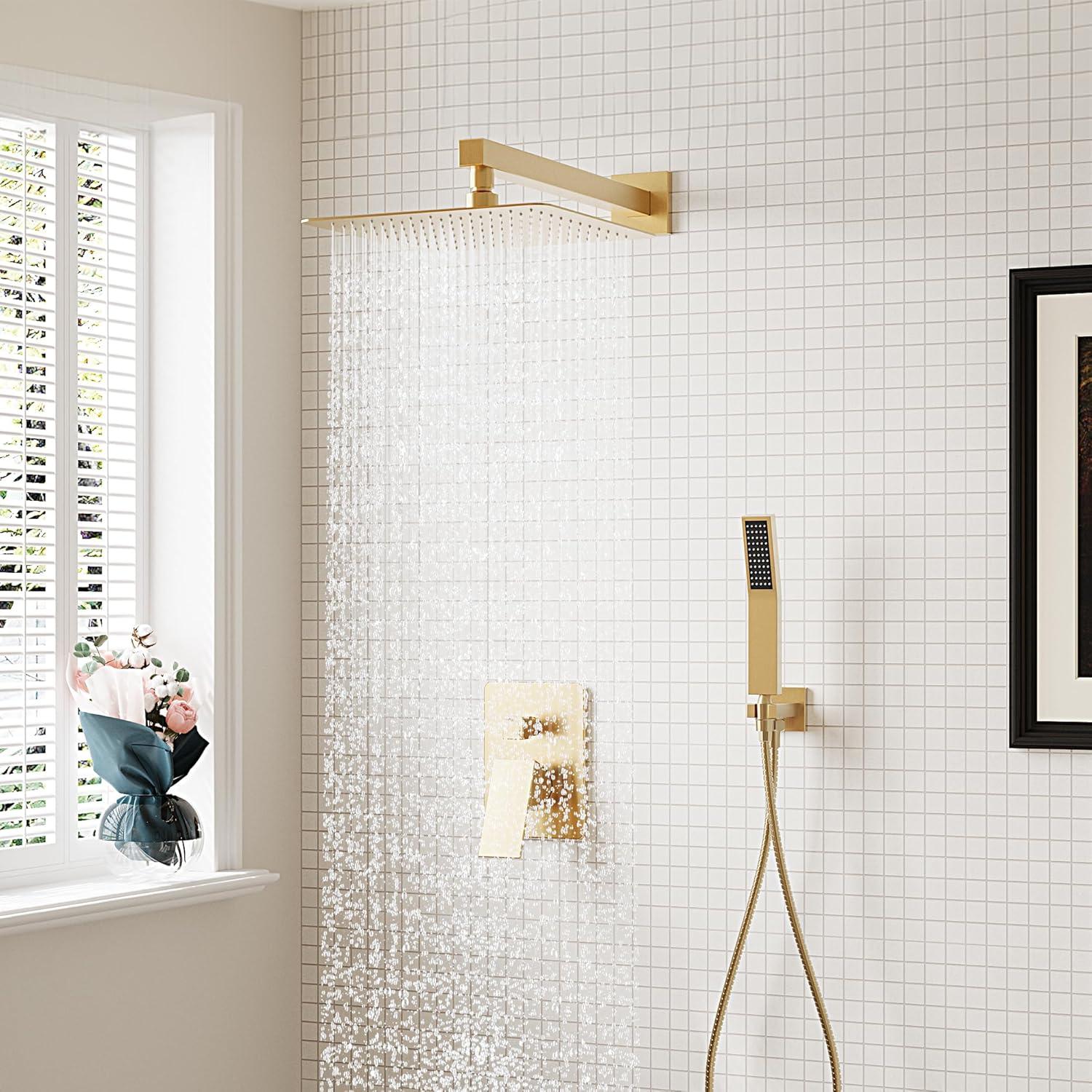 HOMGOO HG-6208BG Complete Shower System,Shower Faucet Set with 10" Rain Shower head and Handheld Shower Head Set