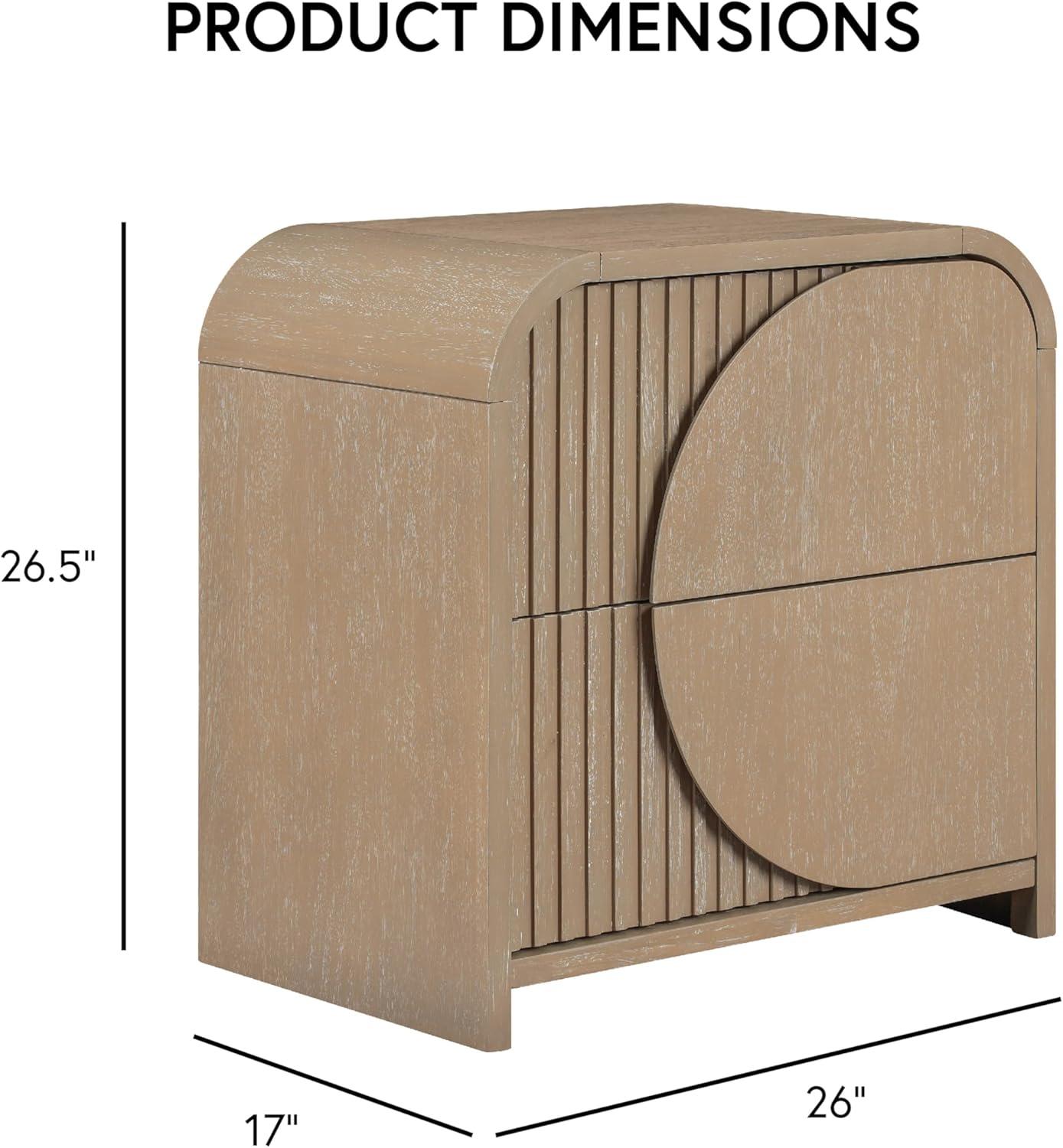 Furniture of America Tissen Modern Solid Wood 5-Piece Queen Bedroom Set with USB Ports, Reeded Panels, Curved Edges and Beveled Mirror, Box Spring Needed, Natural