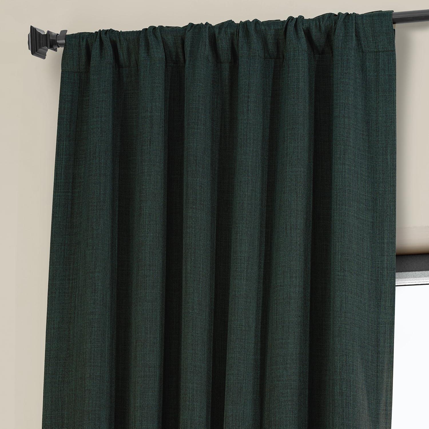 HPD Half Price Drapes Focal Green Faux Linen Room Darkening Curtains for Bedroom & Living Room Curtains (1 Panel), Door & Window Curtains 84 inches long, Rod Pocket Curtains & drapes, 50W X 84L