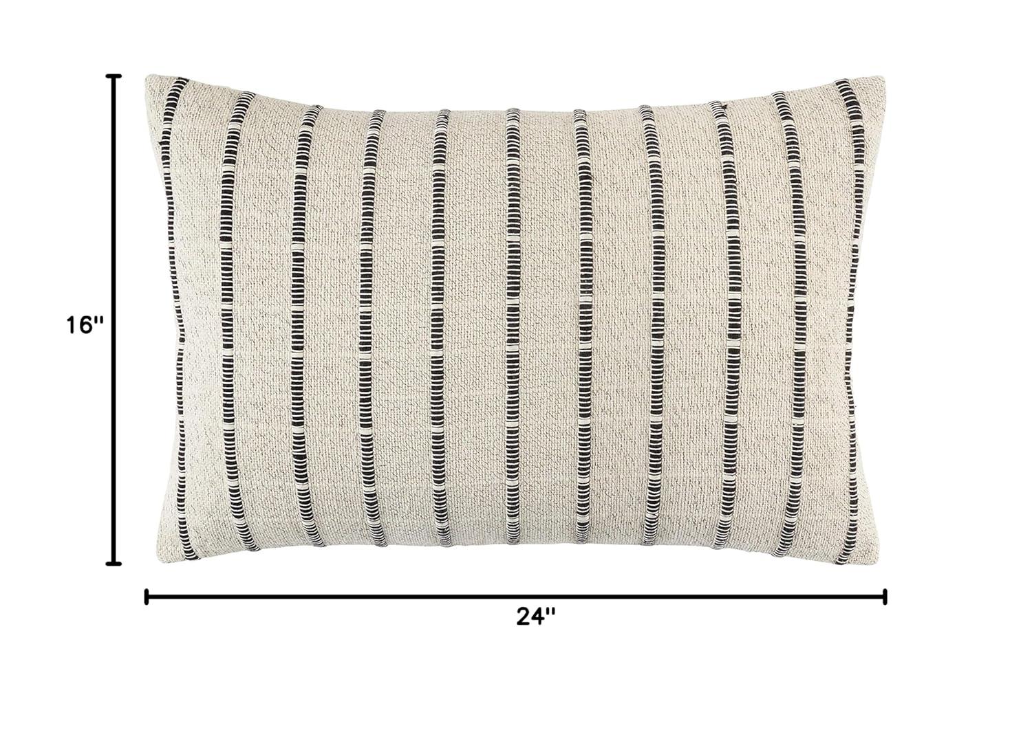 Saro Coralee Collection Striped Cotton Throw Pillow
