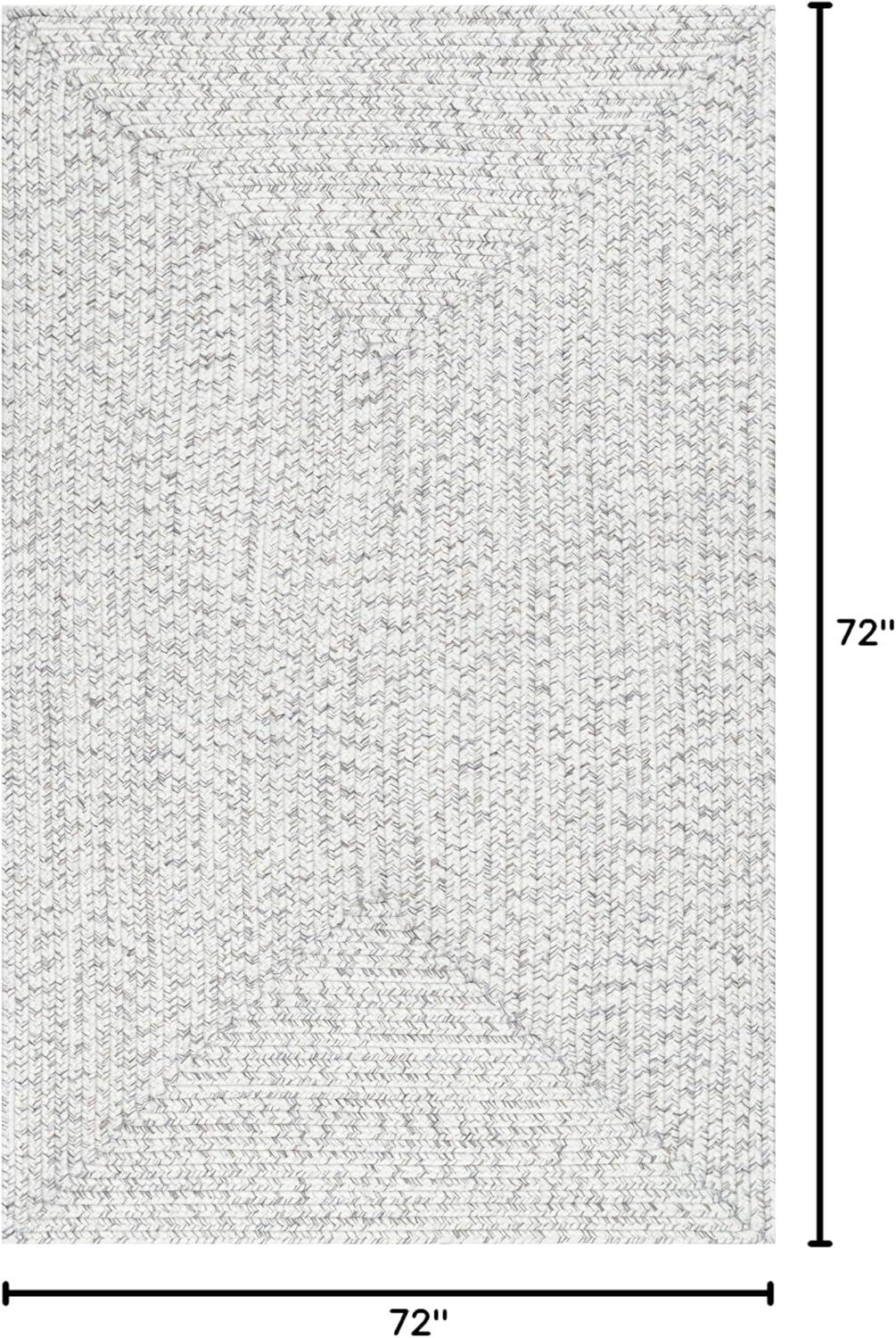 Ivory Braided Synthetic 6' Square Indoor/Outdoor Rug