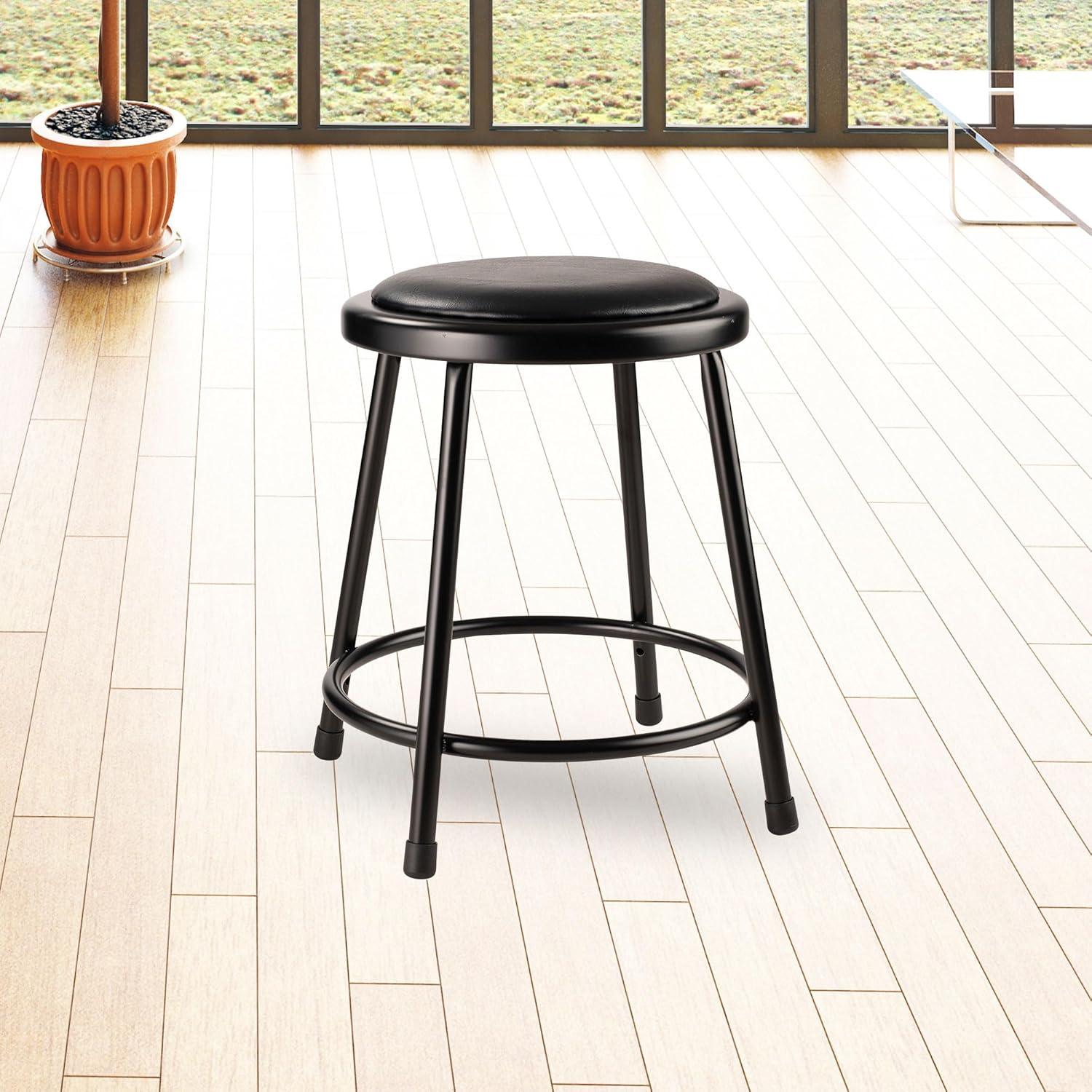 Black 18" Heavy Duty Vinyl Padded Steel Stool