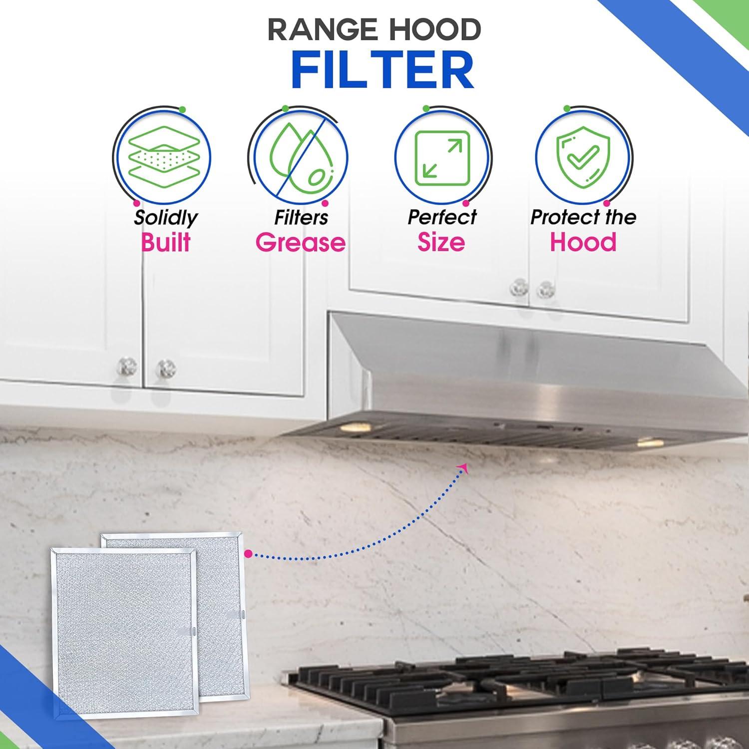 Range Hood Filter Replacement for 9.87 x 11.62 Inch 97007894 Broan Range Hood Filter and Nutone Kitchen Exhaust Fan Filter - Hood Vent Filter for Range Hood Filters Grease From Stove Overhead, 2 Pack