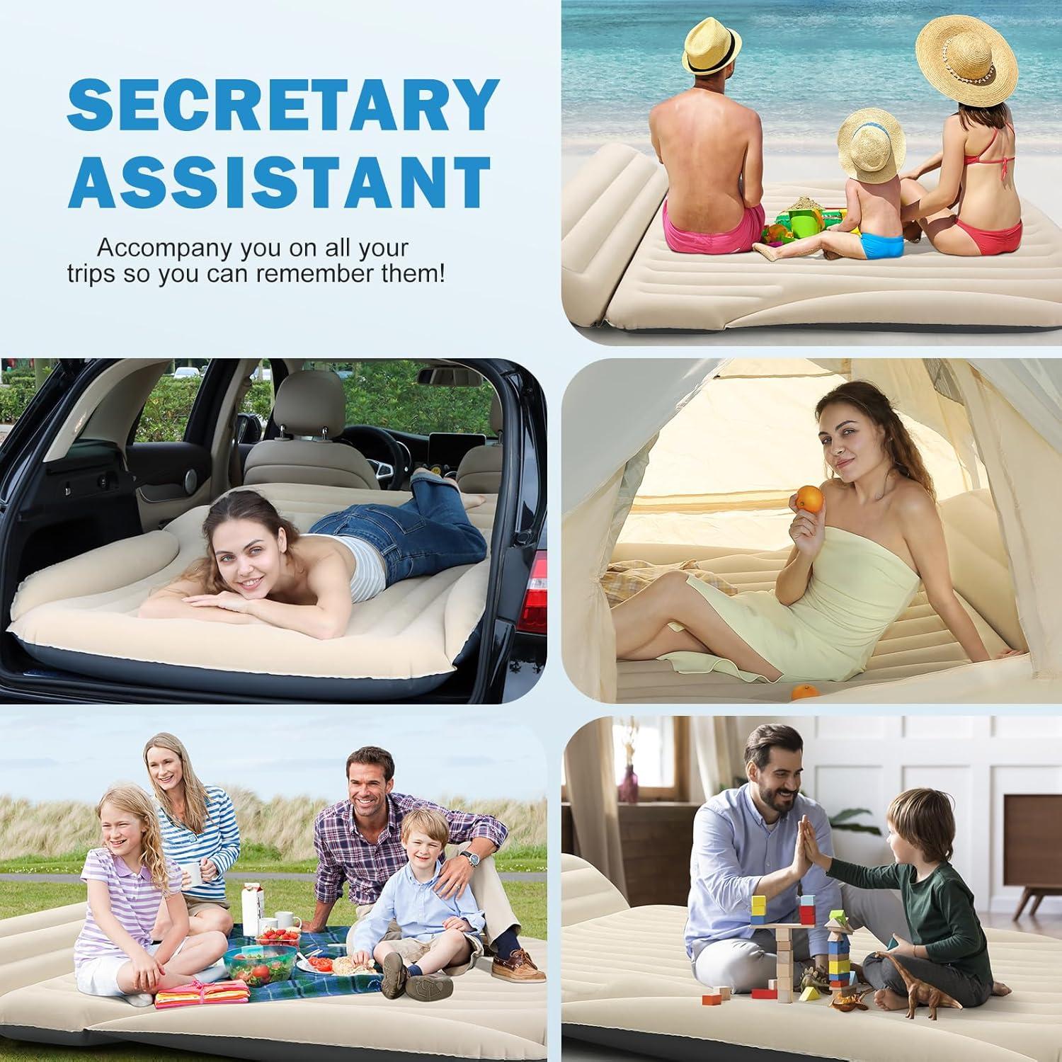 Car Bed with The Most Complete Sleeping Accessories|Leakproof Comfortable Durable Car Mattress|Built-in Pillow with Pump Air Mattress|for SUV Minivan Mpv Road Trip Inflatable Bed