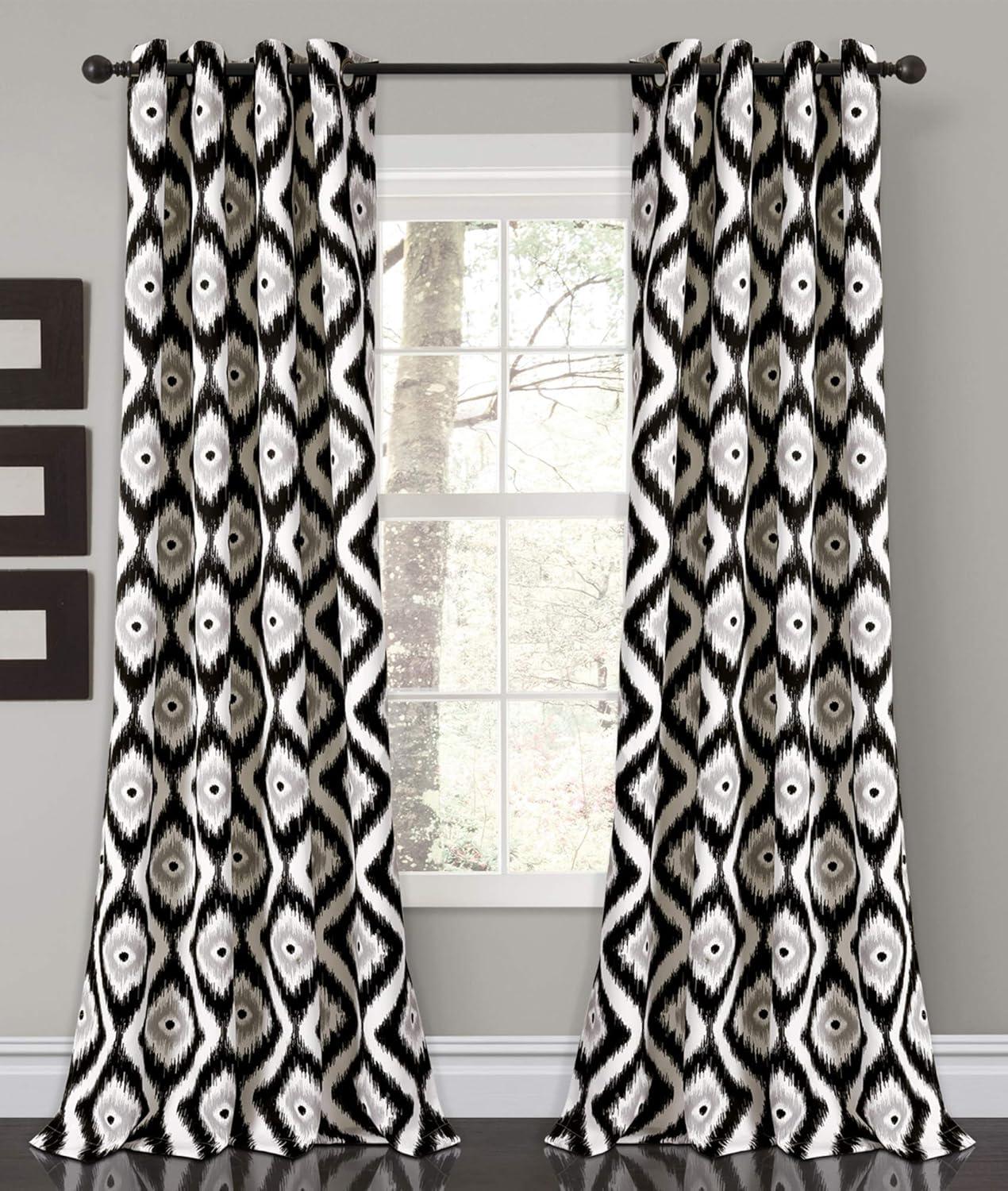 Lush Decor Diamond Ikat Polyester Semi Sheer Curtain Pair (Set of 2)