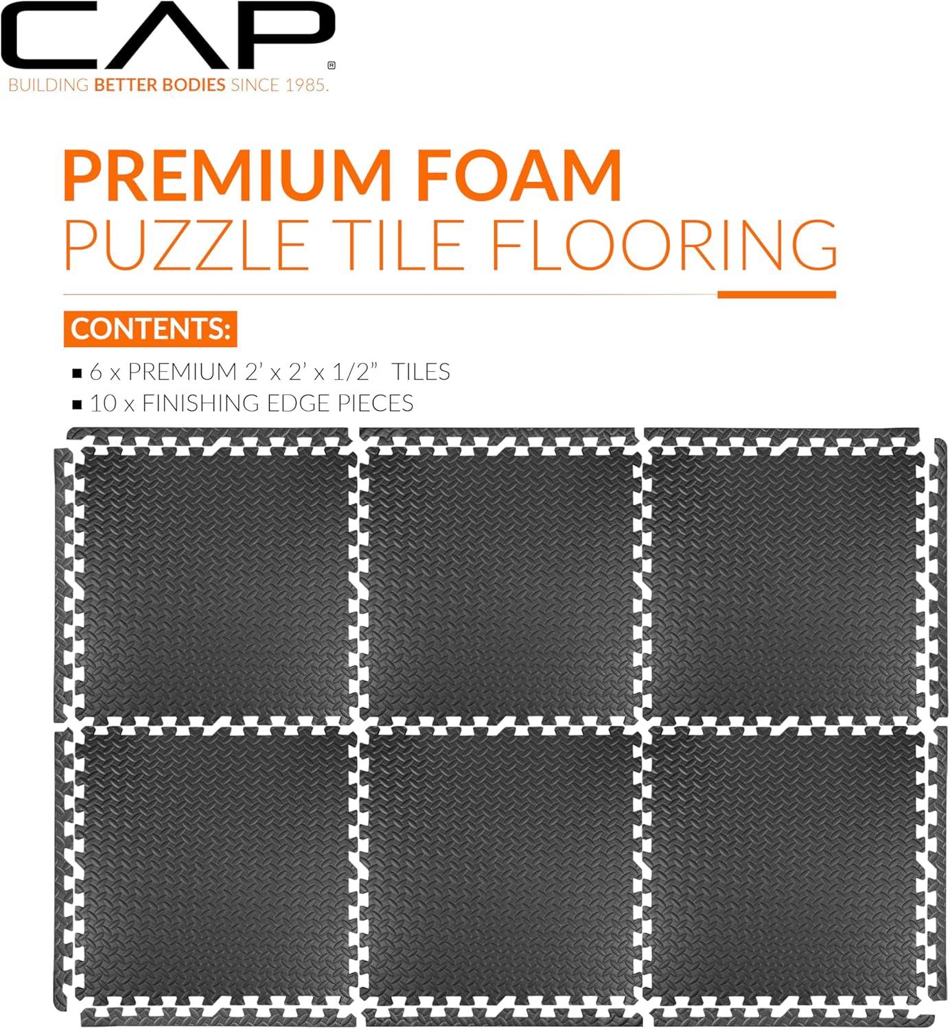 CAP Interlocking Exercise Foam Mats, 24 SQ.FT Diamond, TATAMI, T-Pattern 1/2-Inch Thickness Tiles