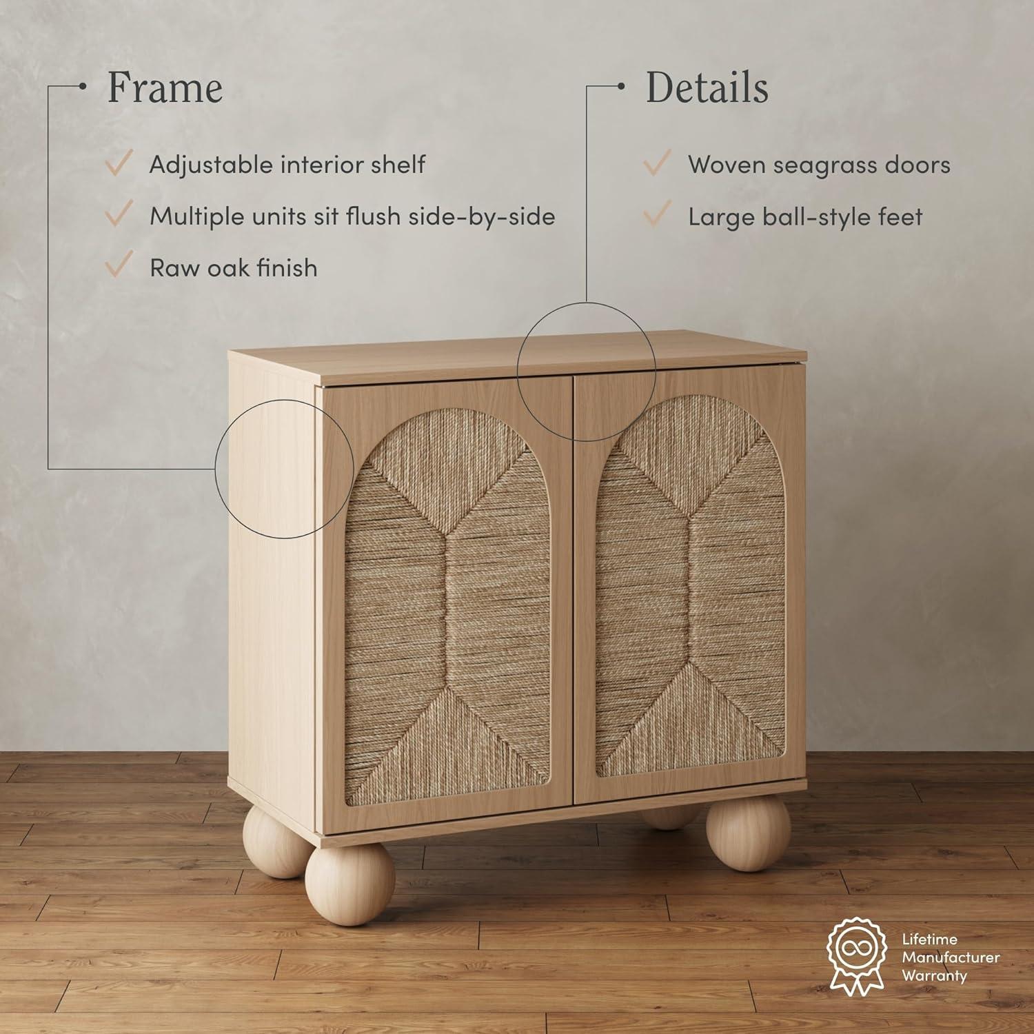 Leah Natural Seagrass and Oak Bohemian Storage Cabinet