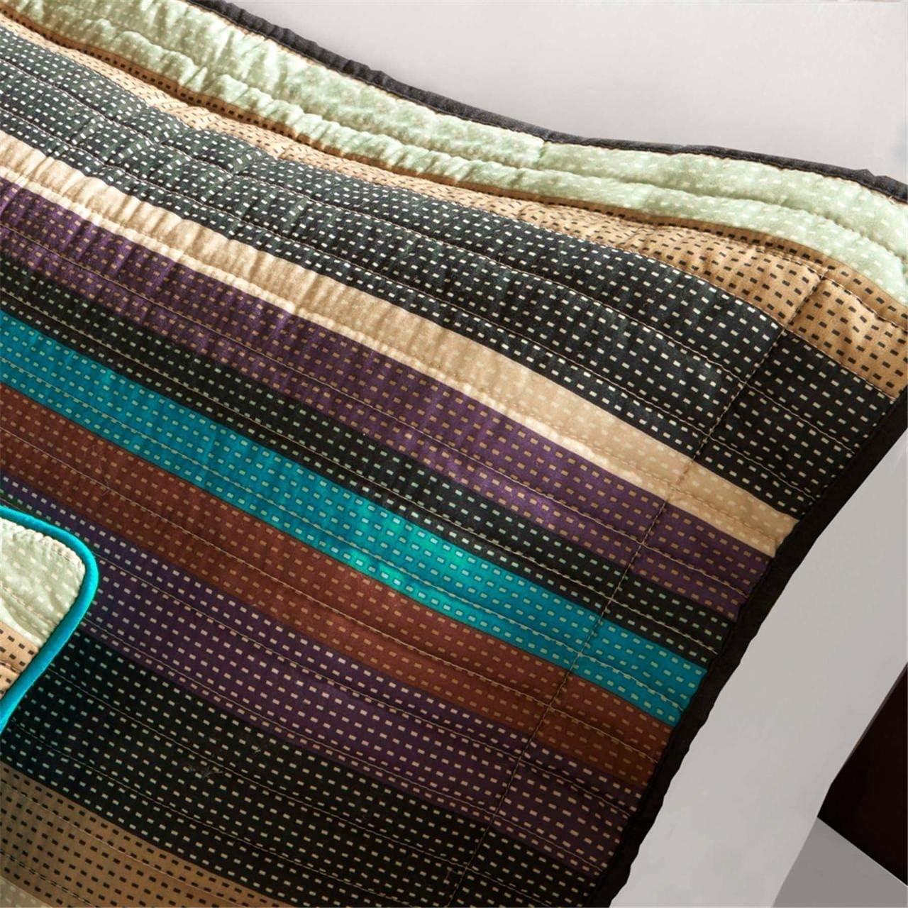 Madison Park 5pc Twin/Twin Extra Long Reyes Reversible Quilted Coverlet Set Purple/Cream/Black: Microfiber Stripe Design with Decorative Pillows