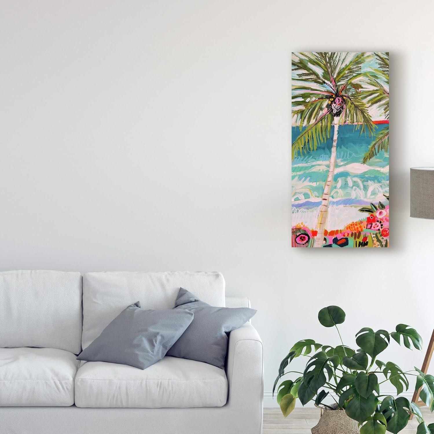 Trademark Fine Art -Karen Fields 'Palm Tree Wimsy I' Canvas Art - 32''x16''