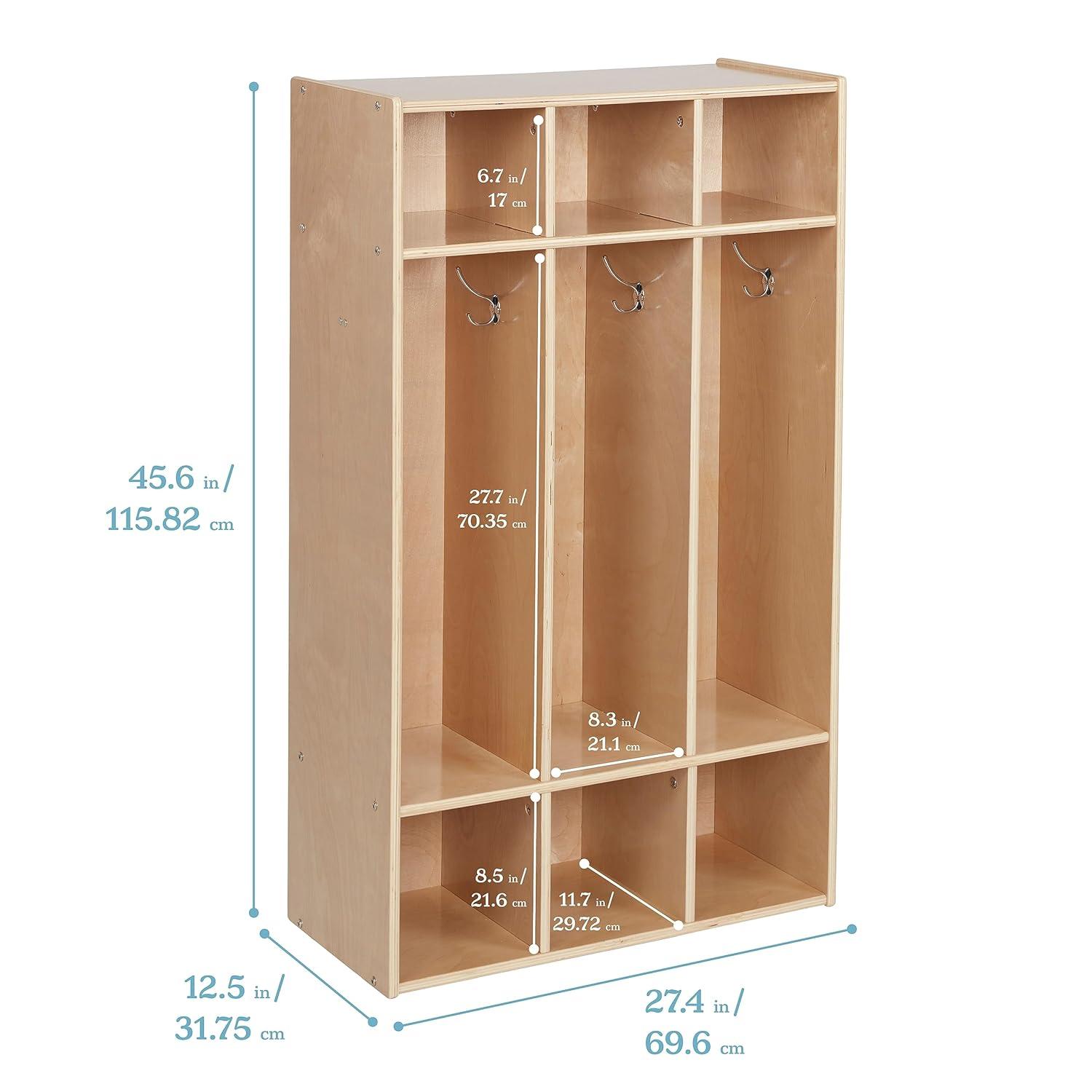 ECR4Kids Streamline 3-Section Coat Locker, Classroom Furniture