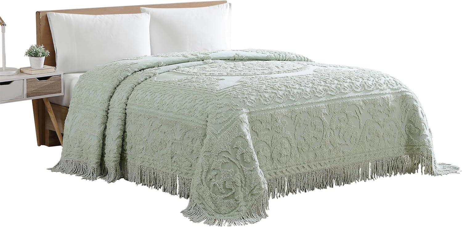Beatrice Home Fashions Medallion Chenille Bedspread, Full, Sage