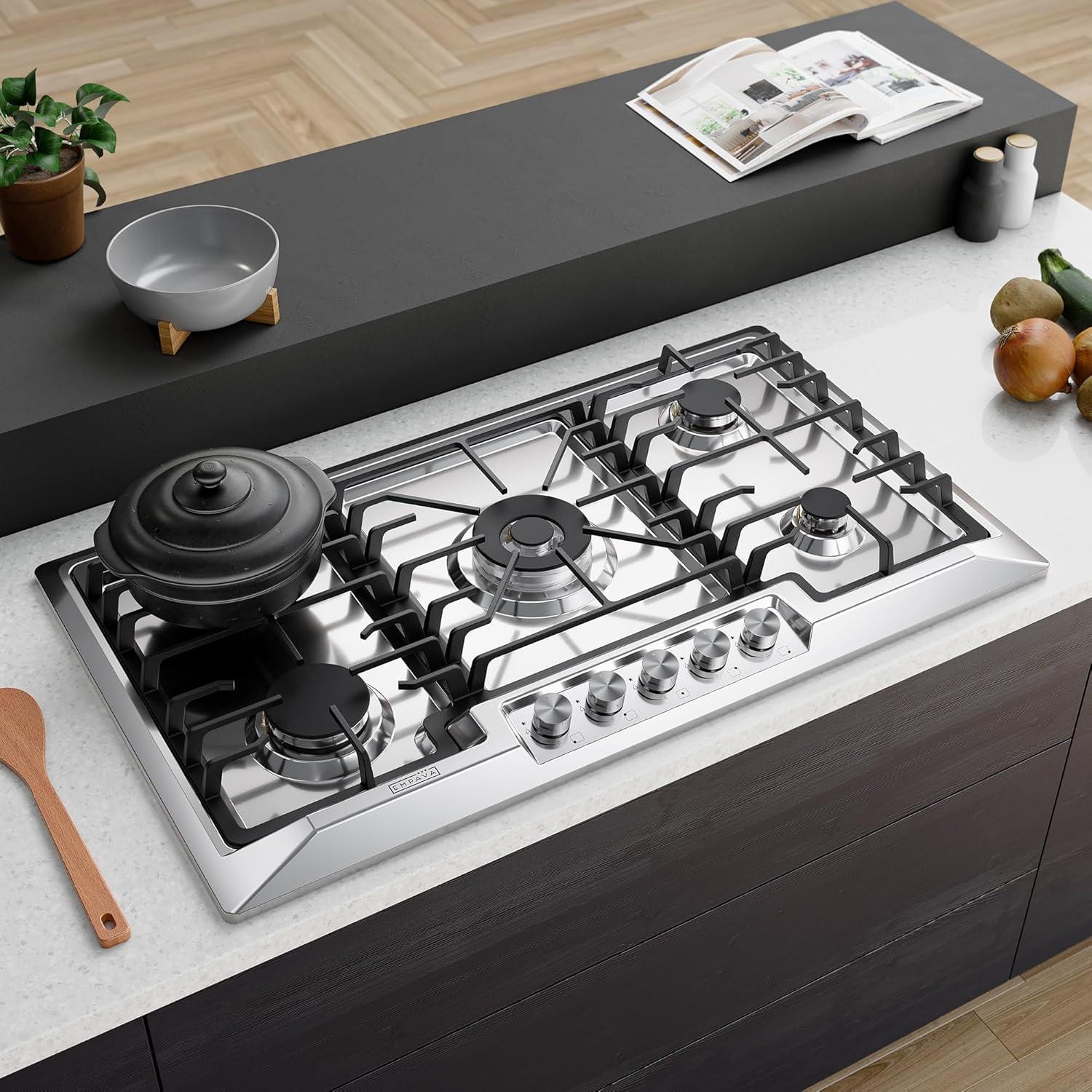 Empava 36 Inch Stainless Steel 5-Burner Gas Cooktop