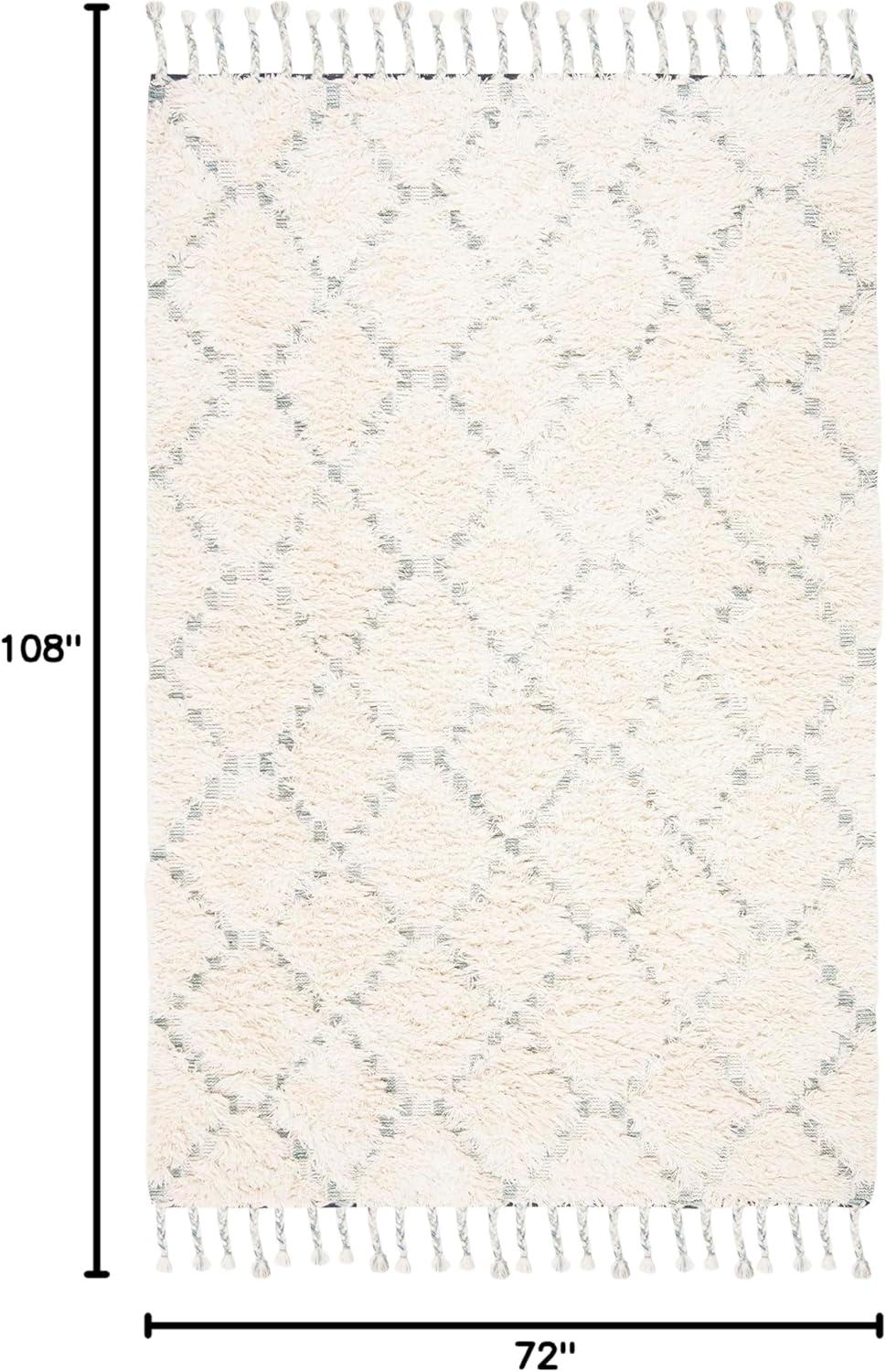 SAFAVIEH Kenya Natalie Geometric Area Rug, Blue/Ivory, 6' x 9'