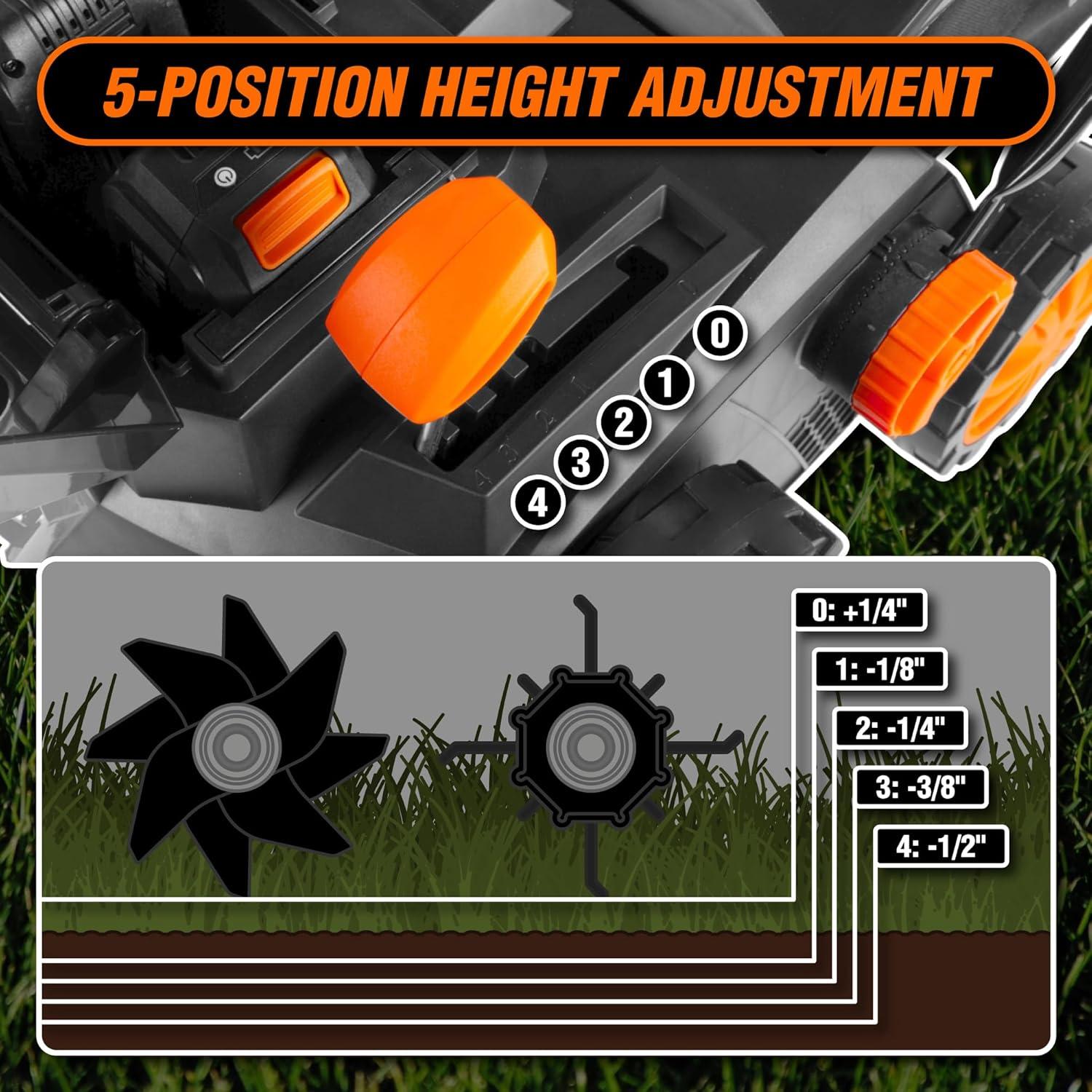 WEN 15" 20V Cordless Electric Dethatcher and Scarifier Walk-Behind Lawn Mower