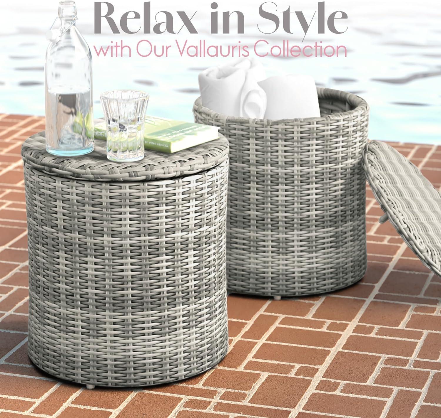 Elle Decor Vallauris Outdoor Side Table with Storage Grey