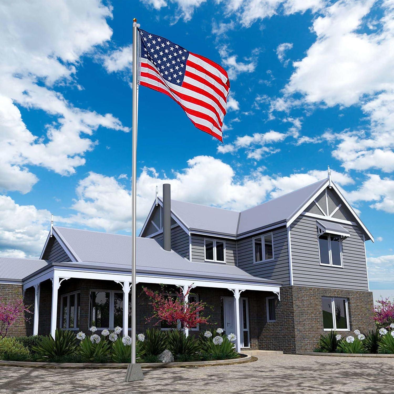 Yescom 25' Upgraded Sectional Aluminum Flagpole Silver