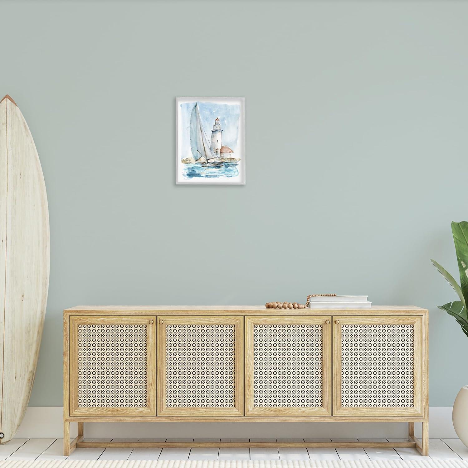 Stupell Industries Au-416-Giclee Nautical Sailboat & Lighthouse by Ethan Harper Painting