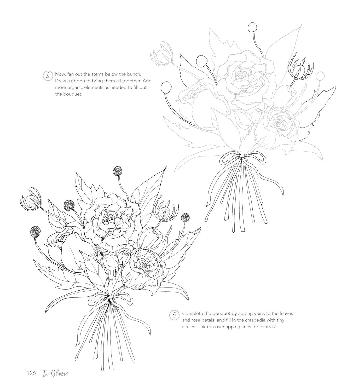 In Bloom: A Step-By-Step Guide to Drawing Lush Florals - An Easy How-To-Draw Flowers Book for Beginners, (Paperback)