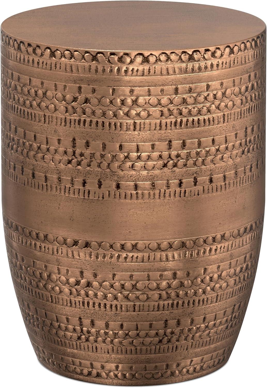 Dakota Fields Johnsen 15 in Large Iron Metal Drum Accent Side End Table