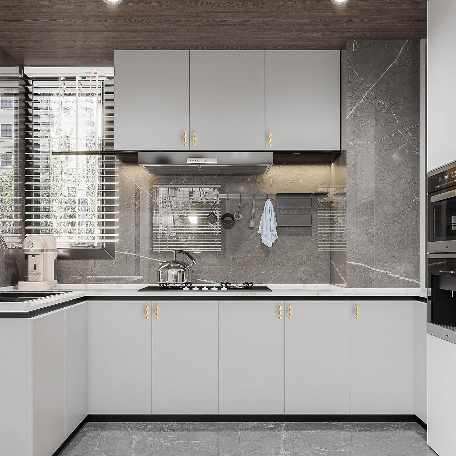 Asidrama 10 Pack Brushed Brass Cabinet Knobs - Gold Dresser & Drawer Knobs for Kitchen Cabinet Hardware