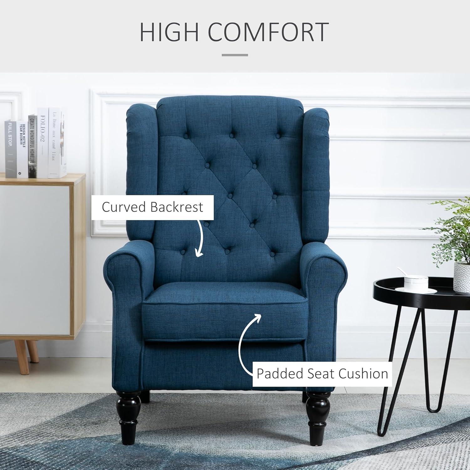 HOMCOM Button-Tufted Accent Chair with High Wingback, Blue