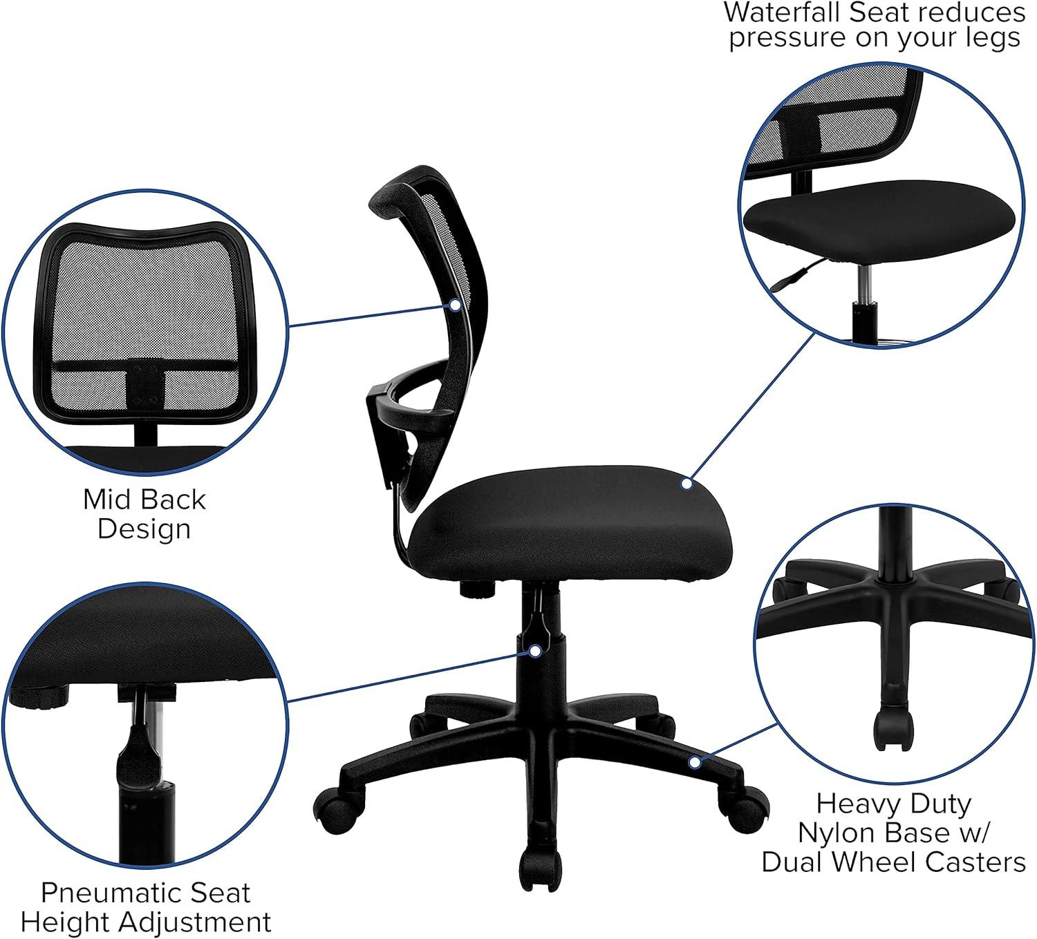 Flash Furniture Mid-Back Black Mesh Swivel Task Office Chair