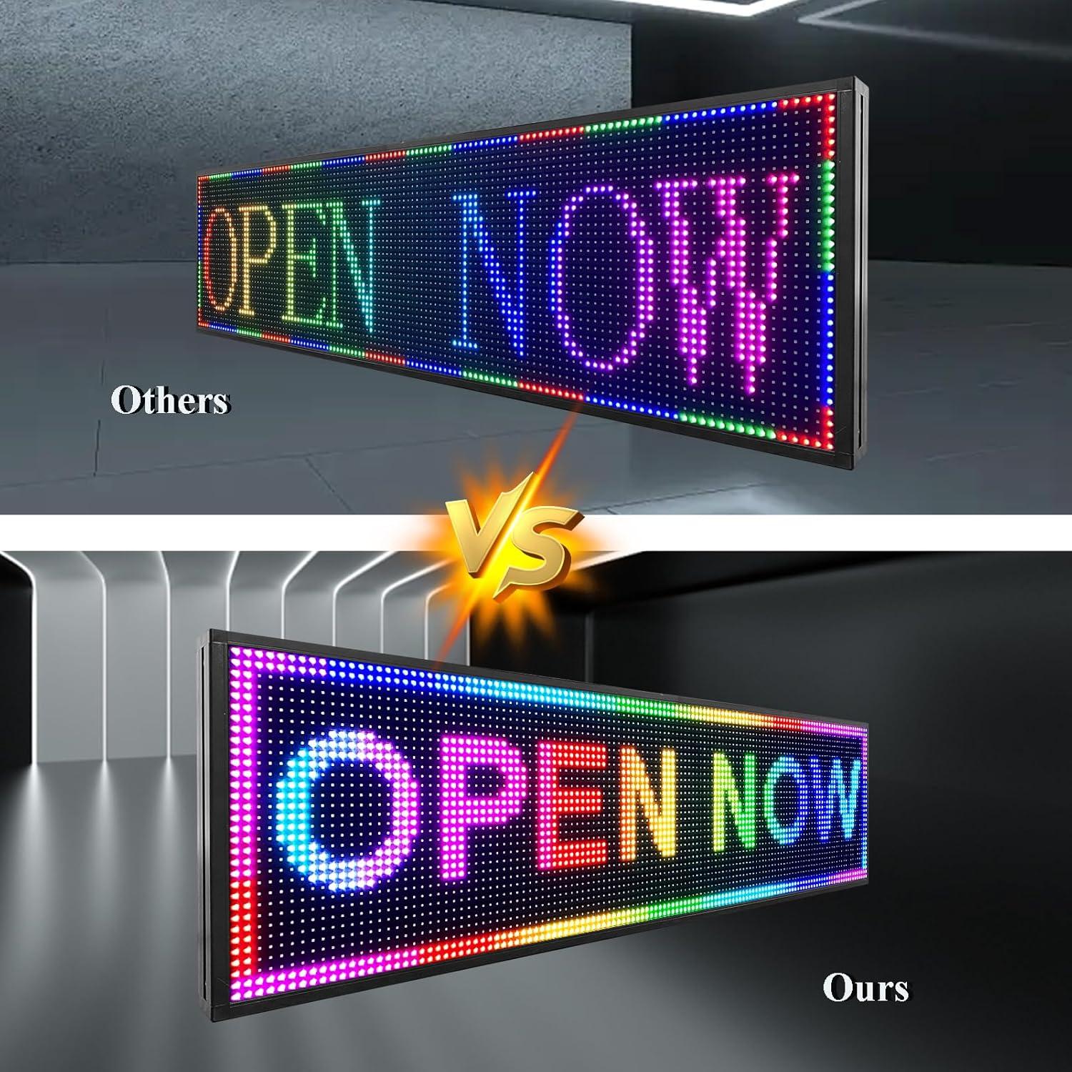 KFFKFF 52"x8" Full-Color Programmable LED Sign Scrolling Display Board P10 WIFI USB Control Message Shop Sign for Store Business Party Bar Advertising