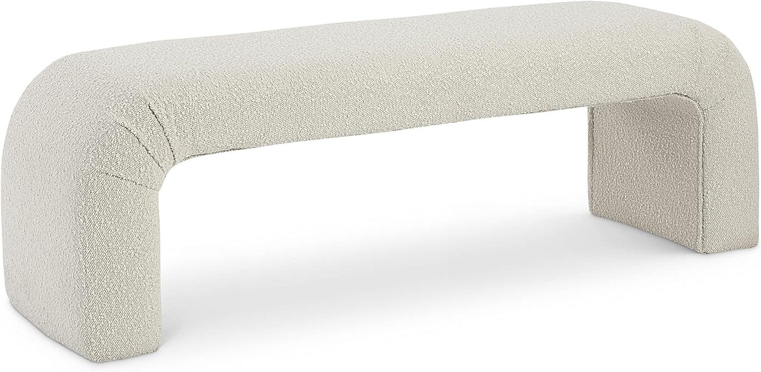 Meridian Furniture Niagara Cream Boucle Fabric Bench