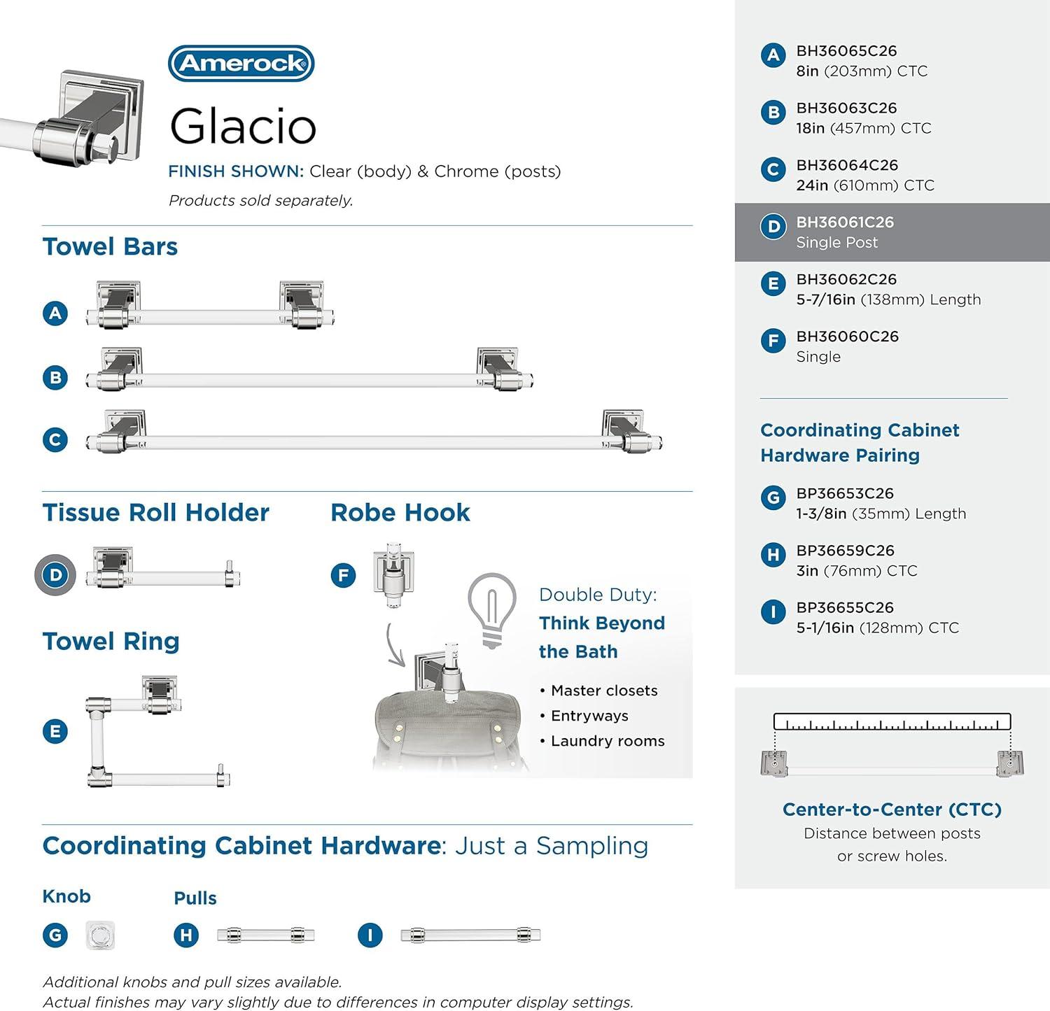 Amerock Glacio Wall Mount Toilet Paper Holder BH36061C26