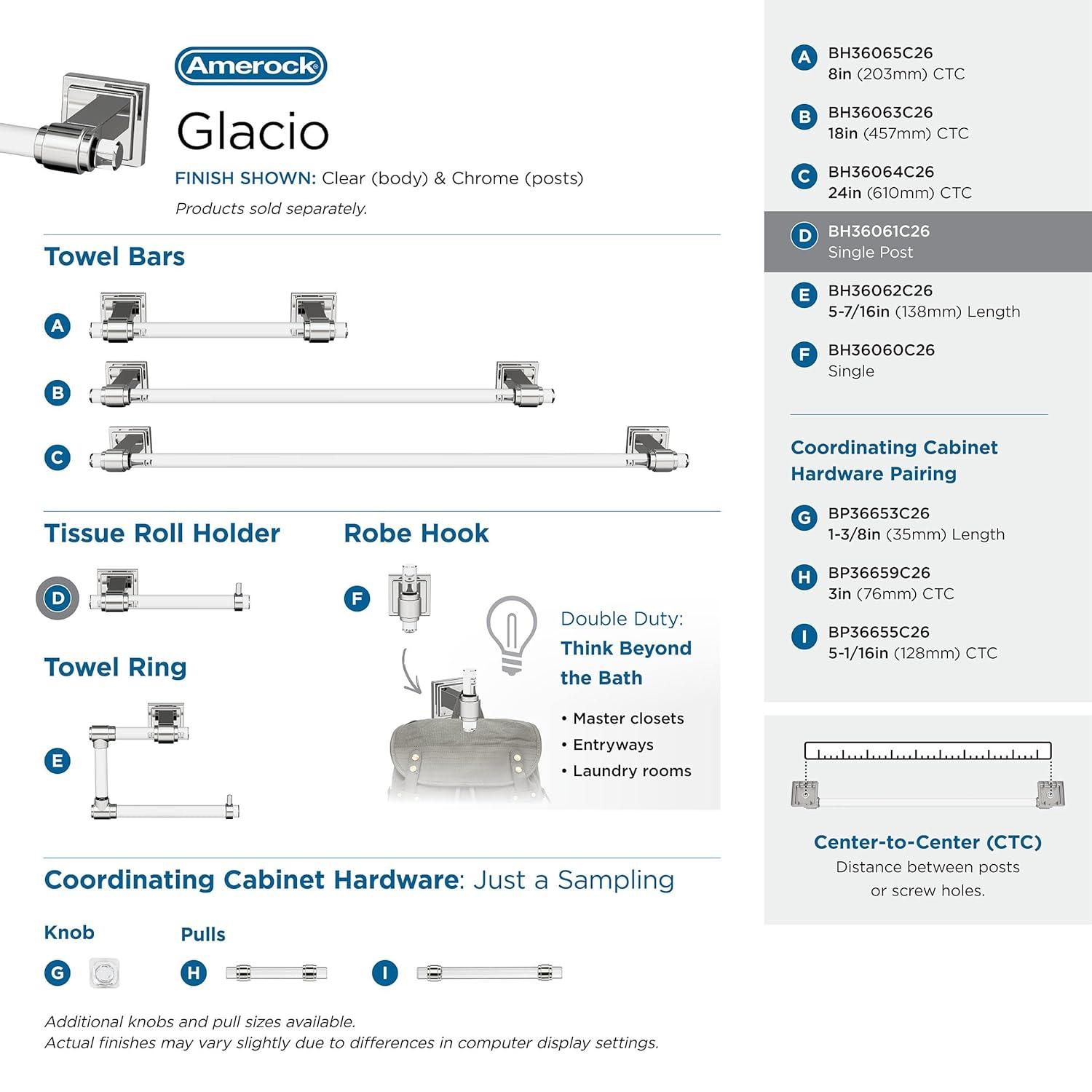 Amerock Glacio Wall Mount Toilet Paper Holder BH36061C26