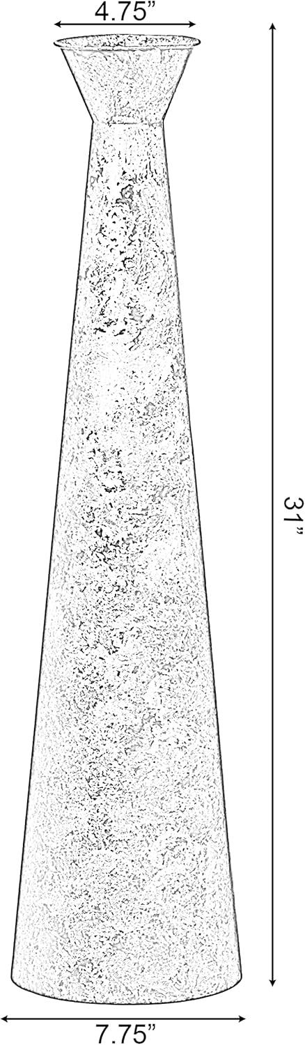 Brushed Paint Unique Straight Design Metal Decorative Floor Vase Flower Holder for Entryway, Living Room, or Dining