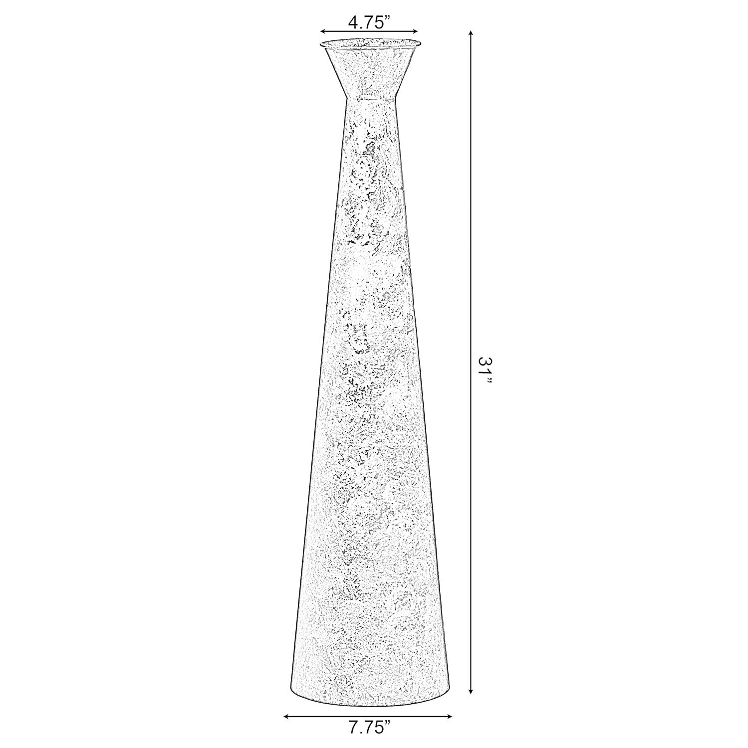 Brushed Paint Unique Straight Design Metal Decorative Floor Vase Flower Holder for Entryway, Living Room, or Dining