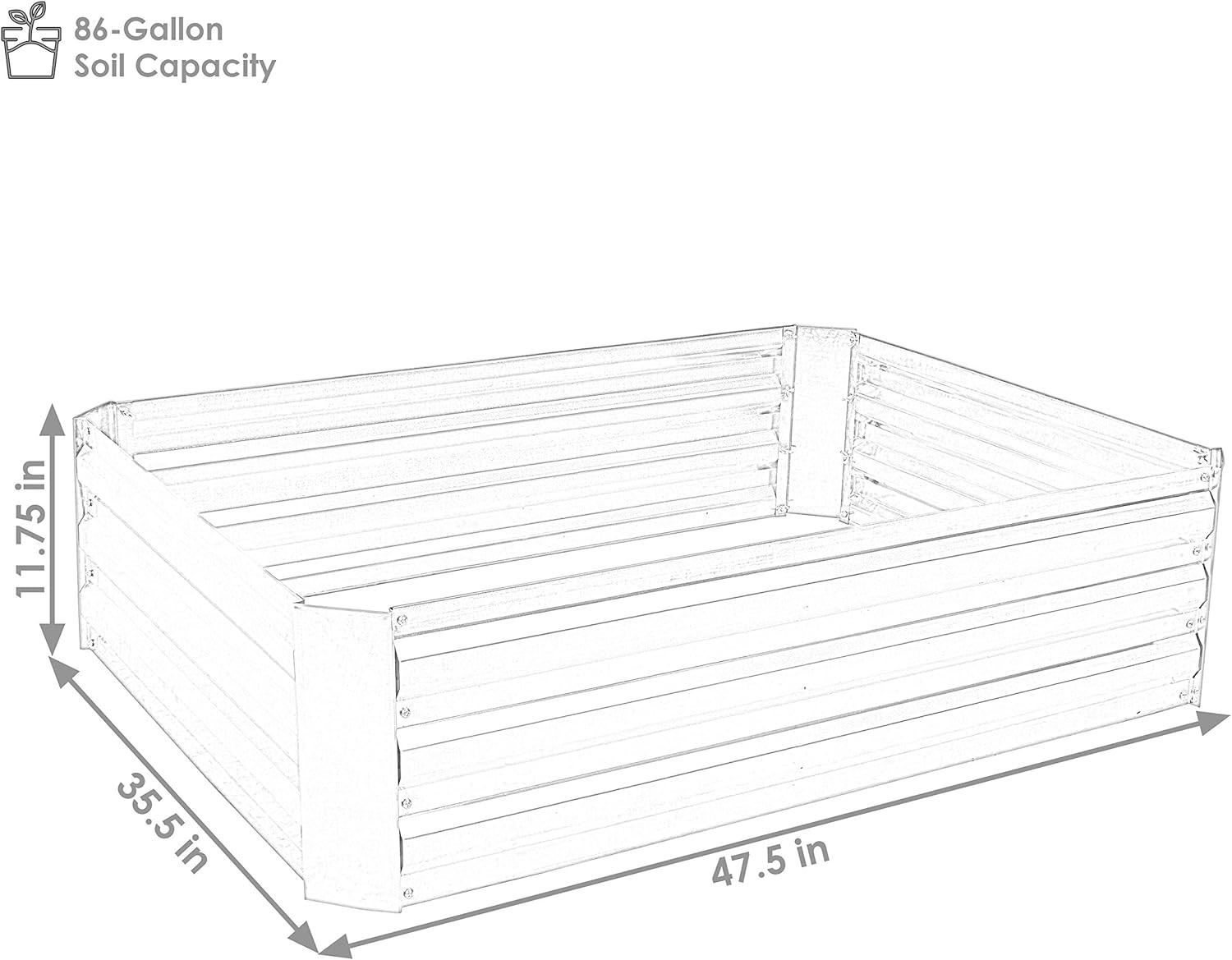 Sunnydaze Raised Hot Dip Galvanized Steel Garden Bed for Plants, Vegetables, and Flowers - 47" L x 11.75" H - Woodgrain