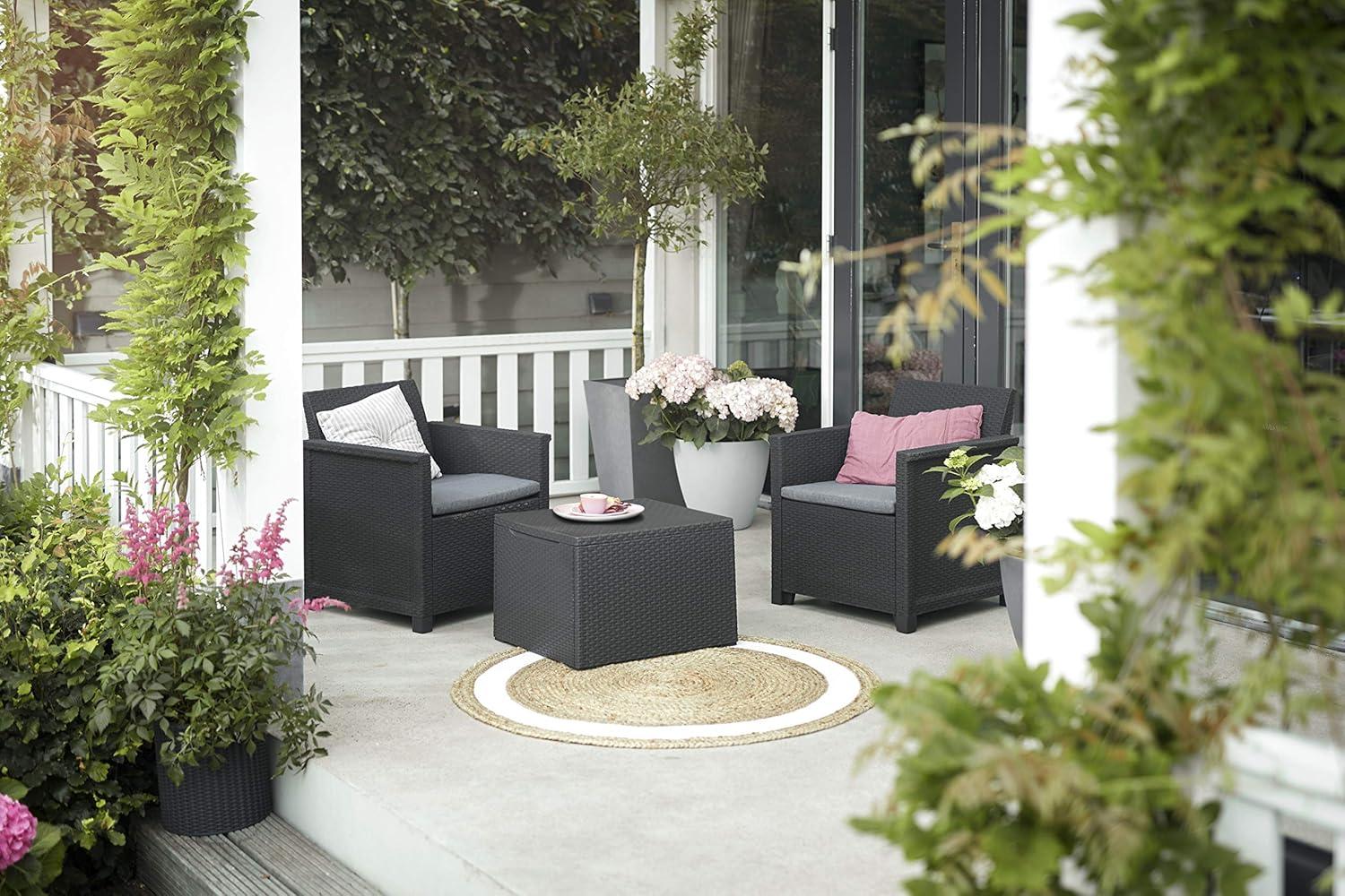 Graphite Resin Outdoor Storage Accent Table