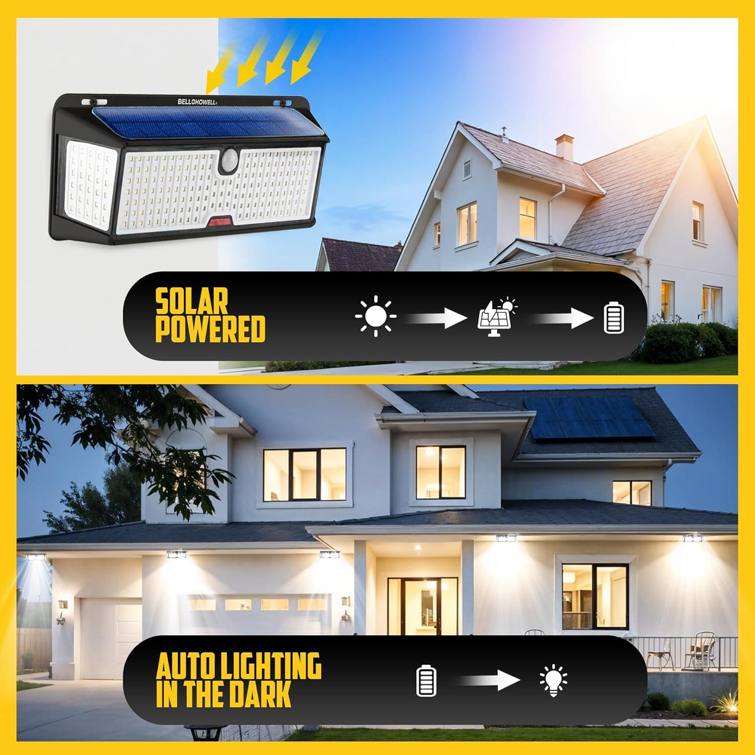 Bell + Howell Bionic Wall Light XL Pro – 1000 Lumens Solar Powered Motion Activated Outdoor LED Light