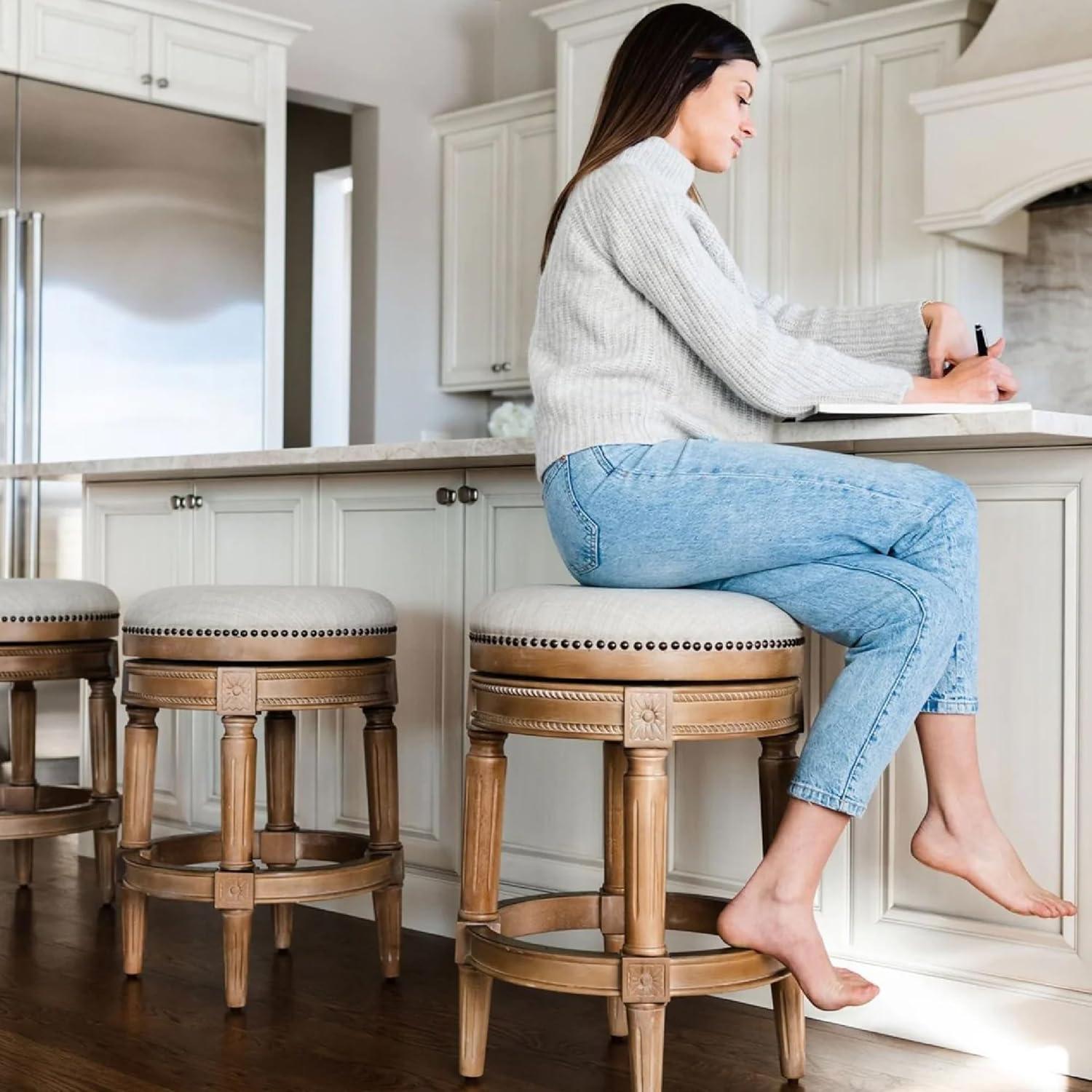 Maven Lane Maven Lane Pullman Backless Stool with Fabric Upholstery