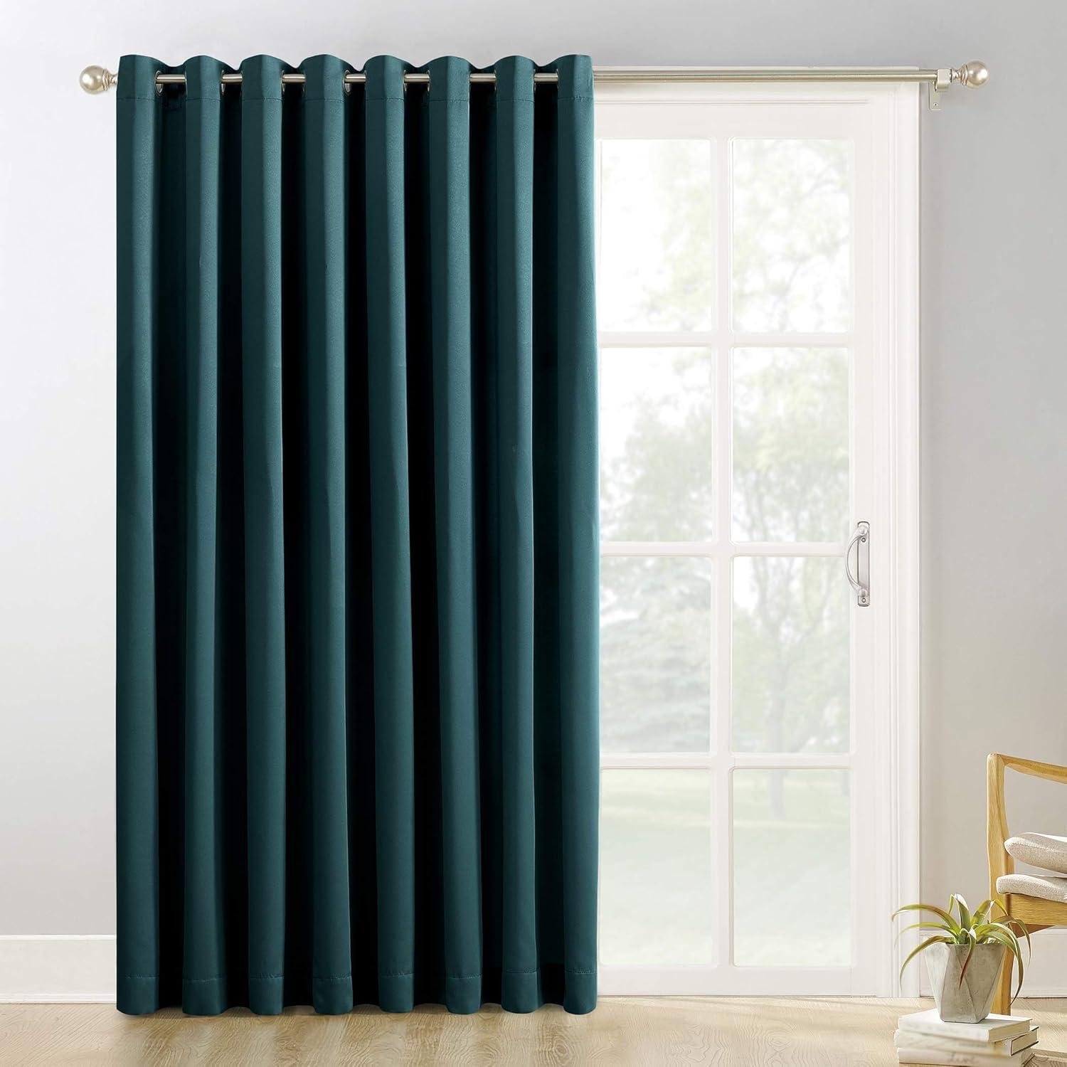 Teal Blackout Grommet Patio Door Curtain Panel, 100x84 Inch