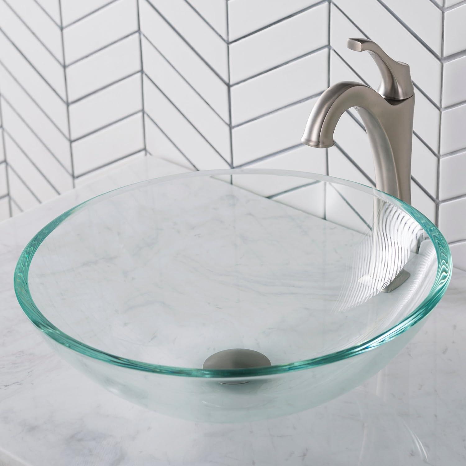 Clear Glass Glass Circular Vessel Bathroom Sink