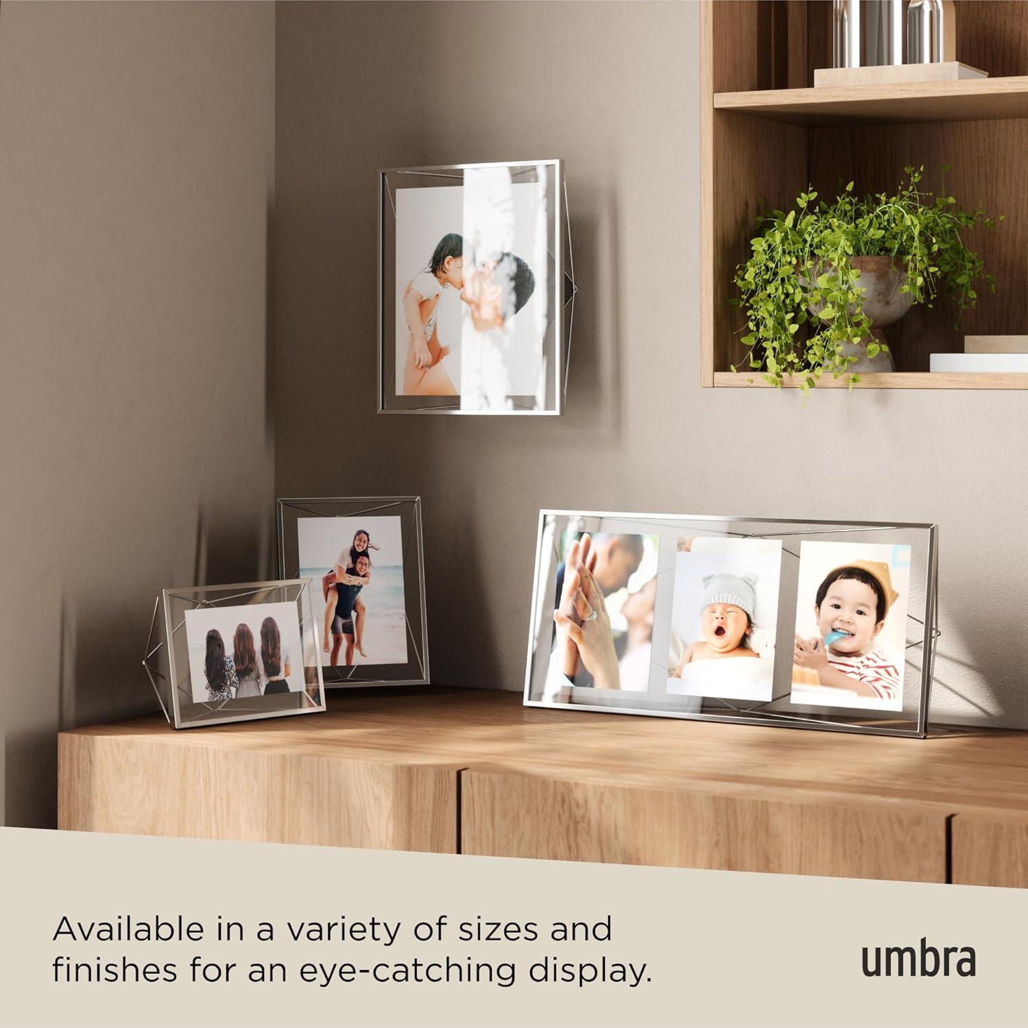 Umbra 5"x7" Prisma Picture Frame Chrome: Modern Geometric Design, Steel Material, Wall or Tabletop Display