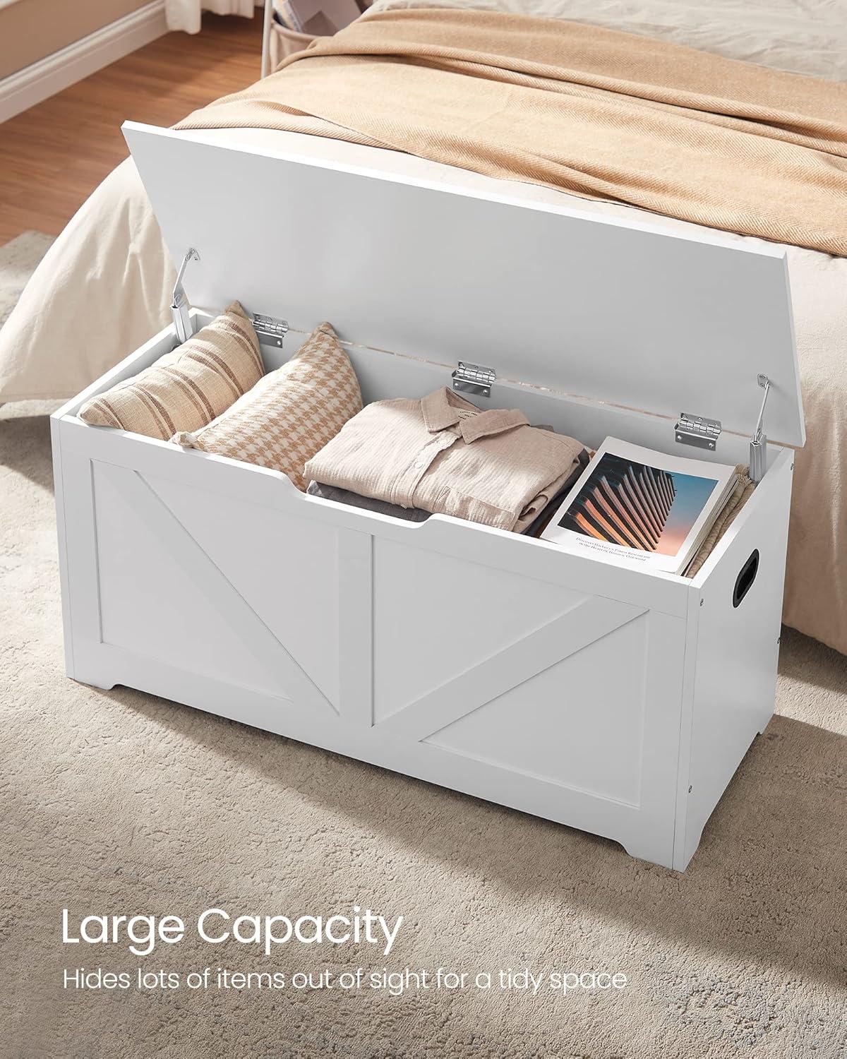 Rustic Brown Particleboard Storage Chest with Safety Hinges