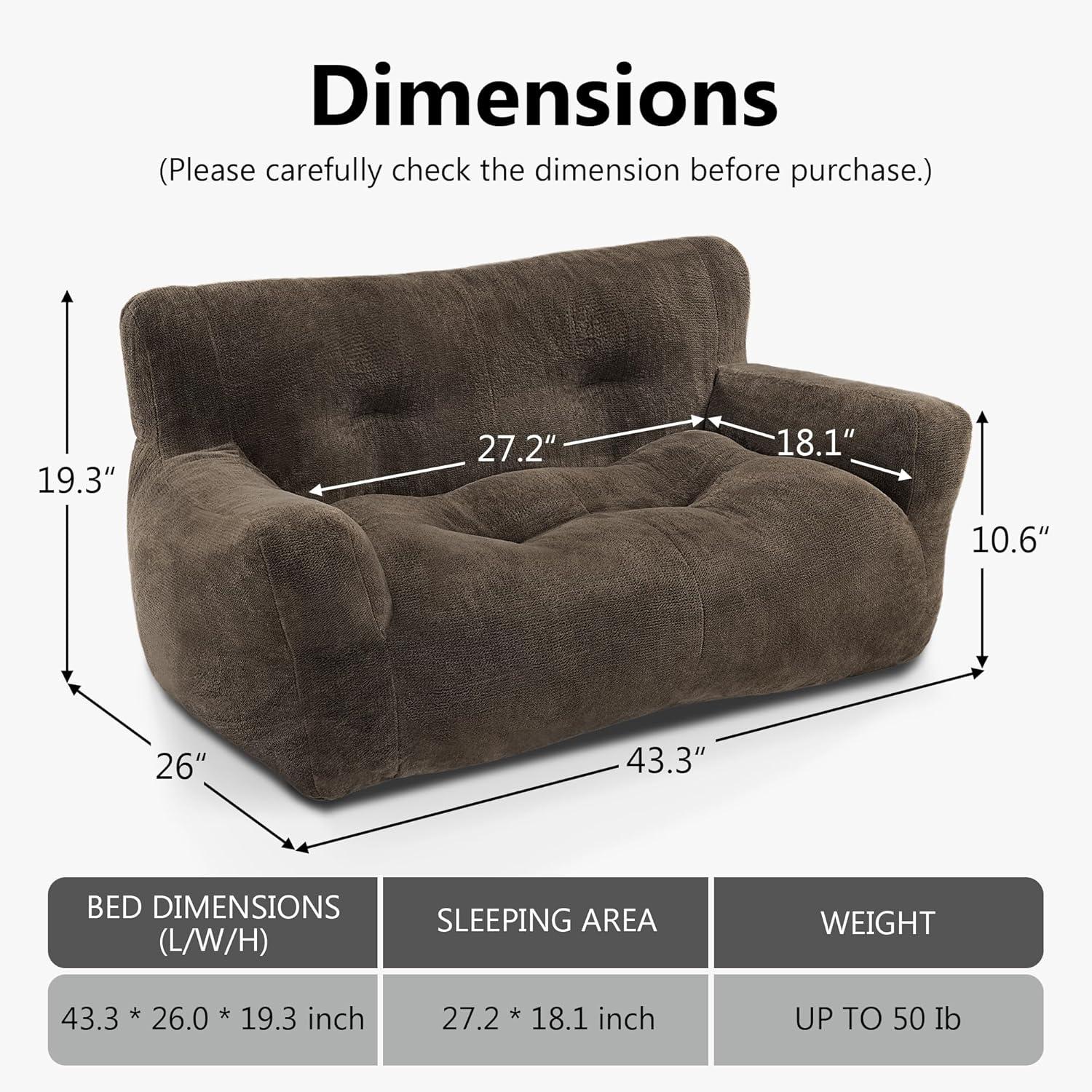 Mocha Small Fabric Pet Couch Sofa Bed