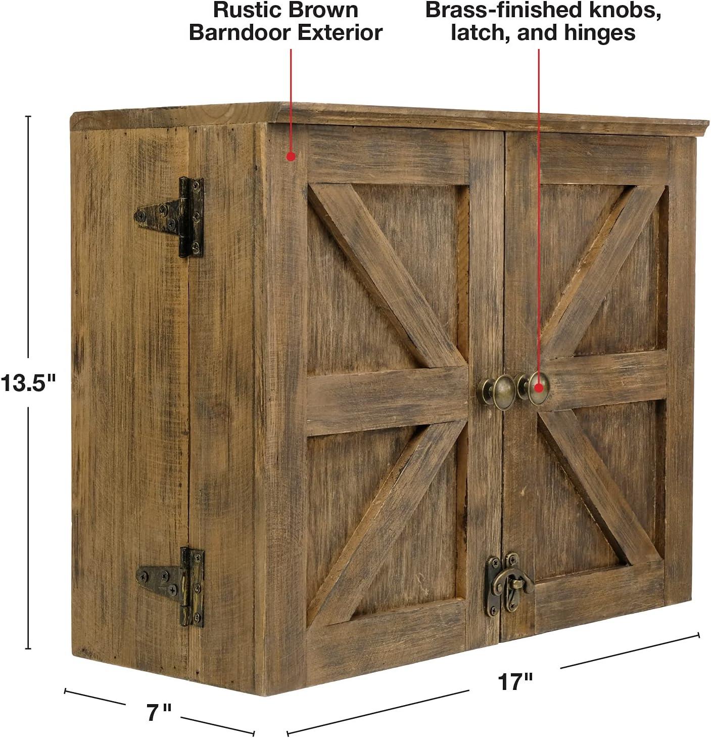 Excello Global Products Barndoor Bartender Cabinet with 12 Piece Bar Tool Set - Rustic Brown - The Perfect Kit for Home Bartenders - EGP-HD-0423