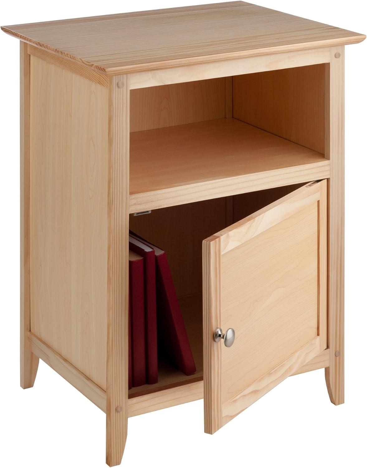 Winsome Henry Nightstand Natural: Bedside Table with Cabinet Door, Wood Veneer, MDF Frame, Assembly Tools Provided