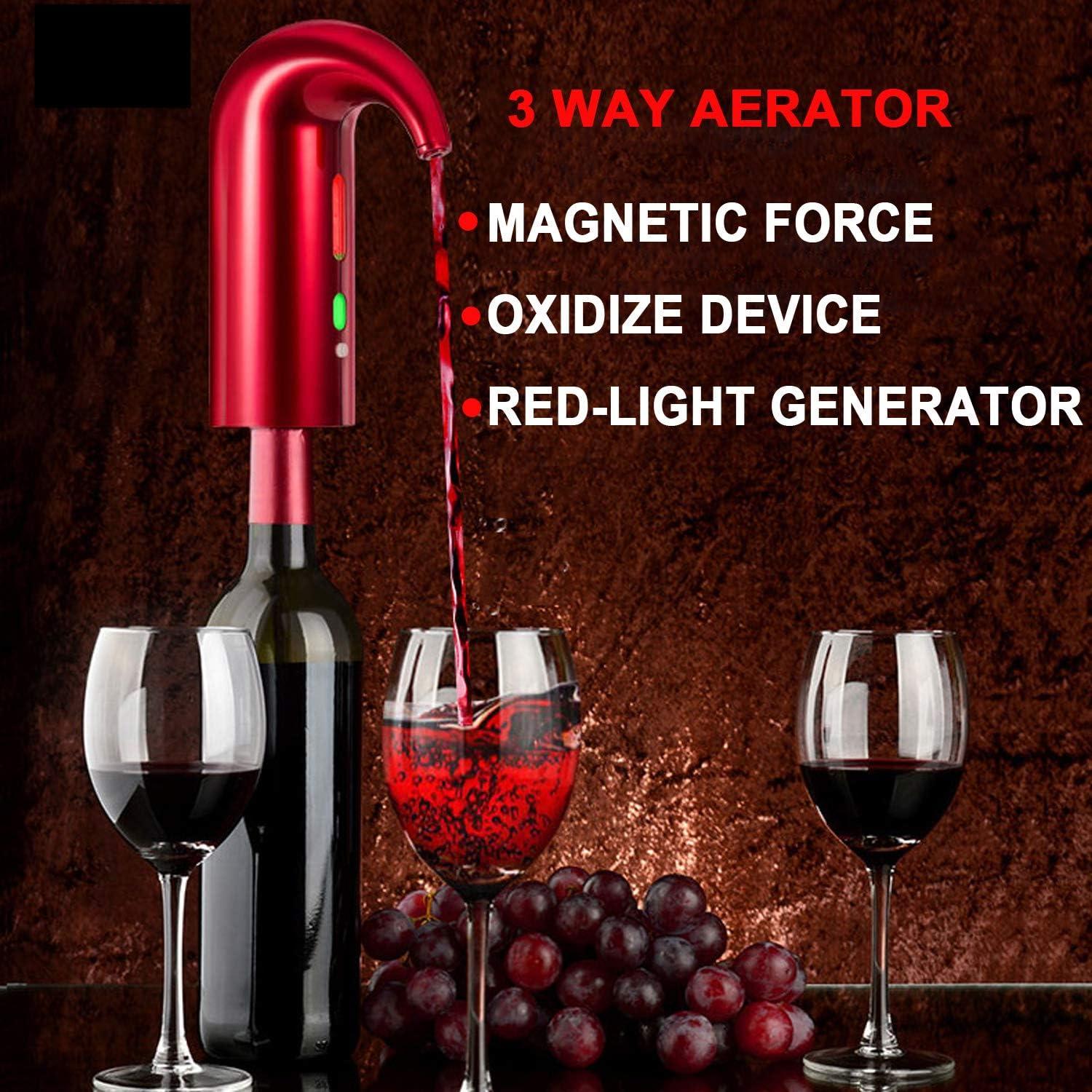 Wine Aerator, Electric Wine Aerator Pourer Multi Smart Wine Decanter with Aerator Portable One-Touch Wine Dispenser Automatic Wine Pourer with Stopper USB Rechargeable for Travel, Home, Bar