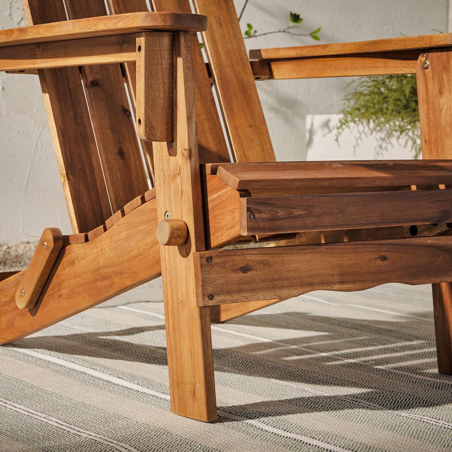 Dark Brown Acacia Wood Foldable Adirondack Outdoor Chair